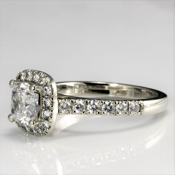 Cushion Cut Diamond Halo Engagement Ring | 1.30 ctw | VS2, E | SZ 4.75 |