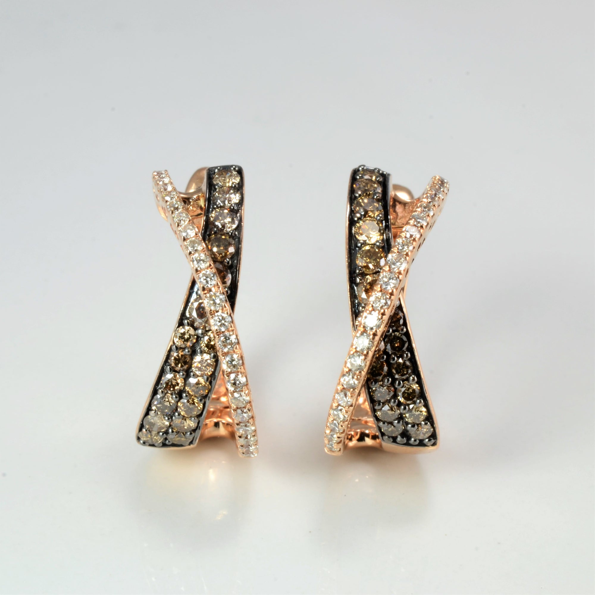 Multi- Diamond Crossover Hoop Earrings | 0.82 ctw |