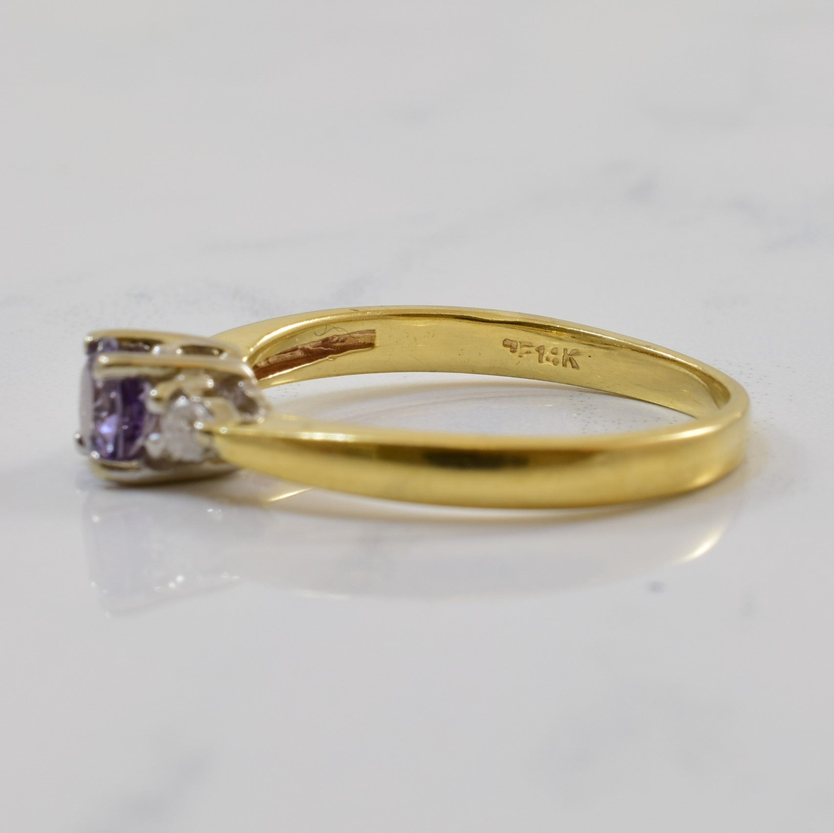 Colour Change Sapphire & Diamond Three Stone Ring | 0.52ct, 0.04ctw | SZ 8.5 |