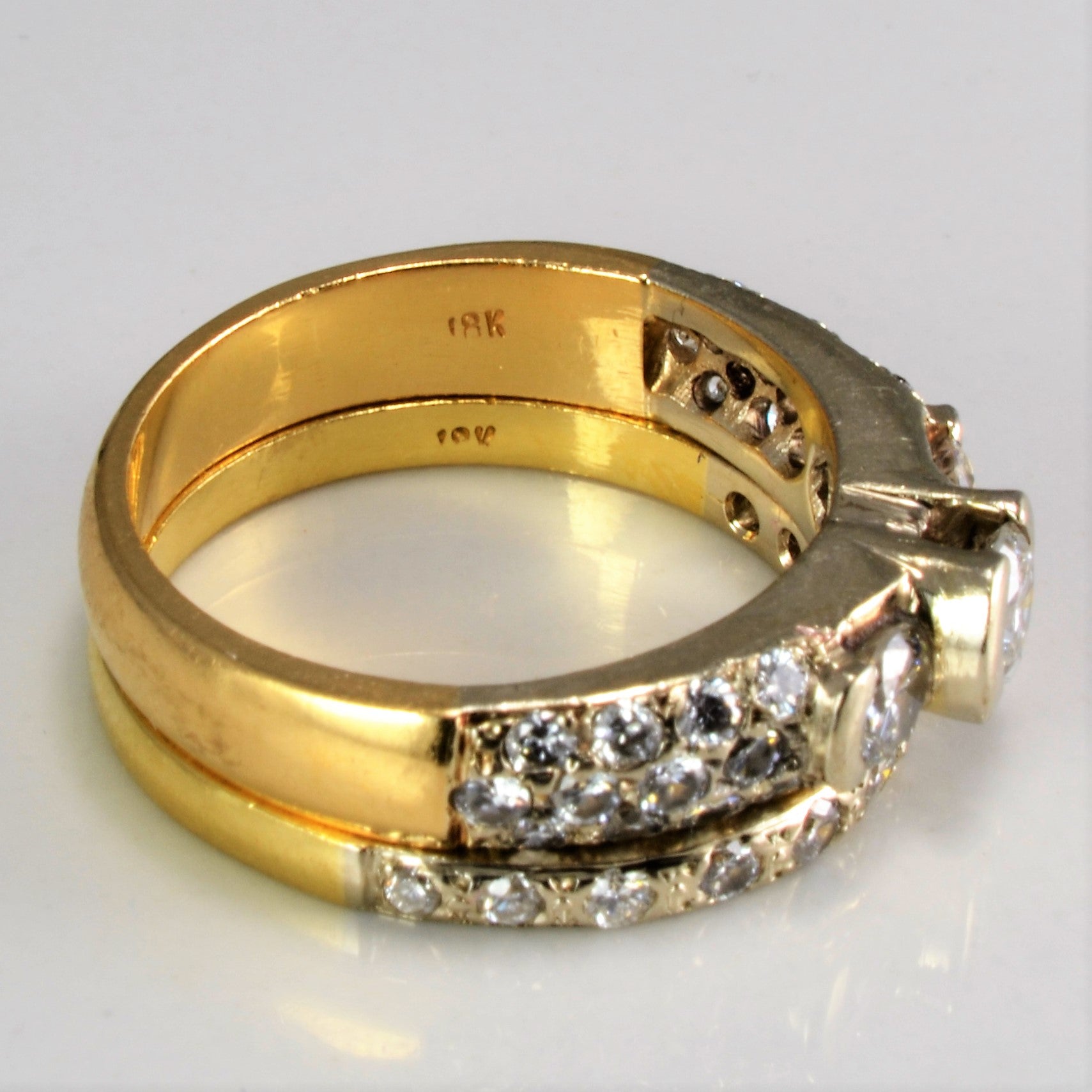 Semi Bezel Diamond & Accents Engagement Ring Set | 1.08 ctw, SZ 7 |