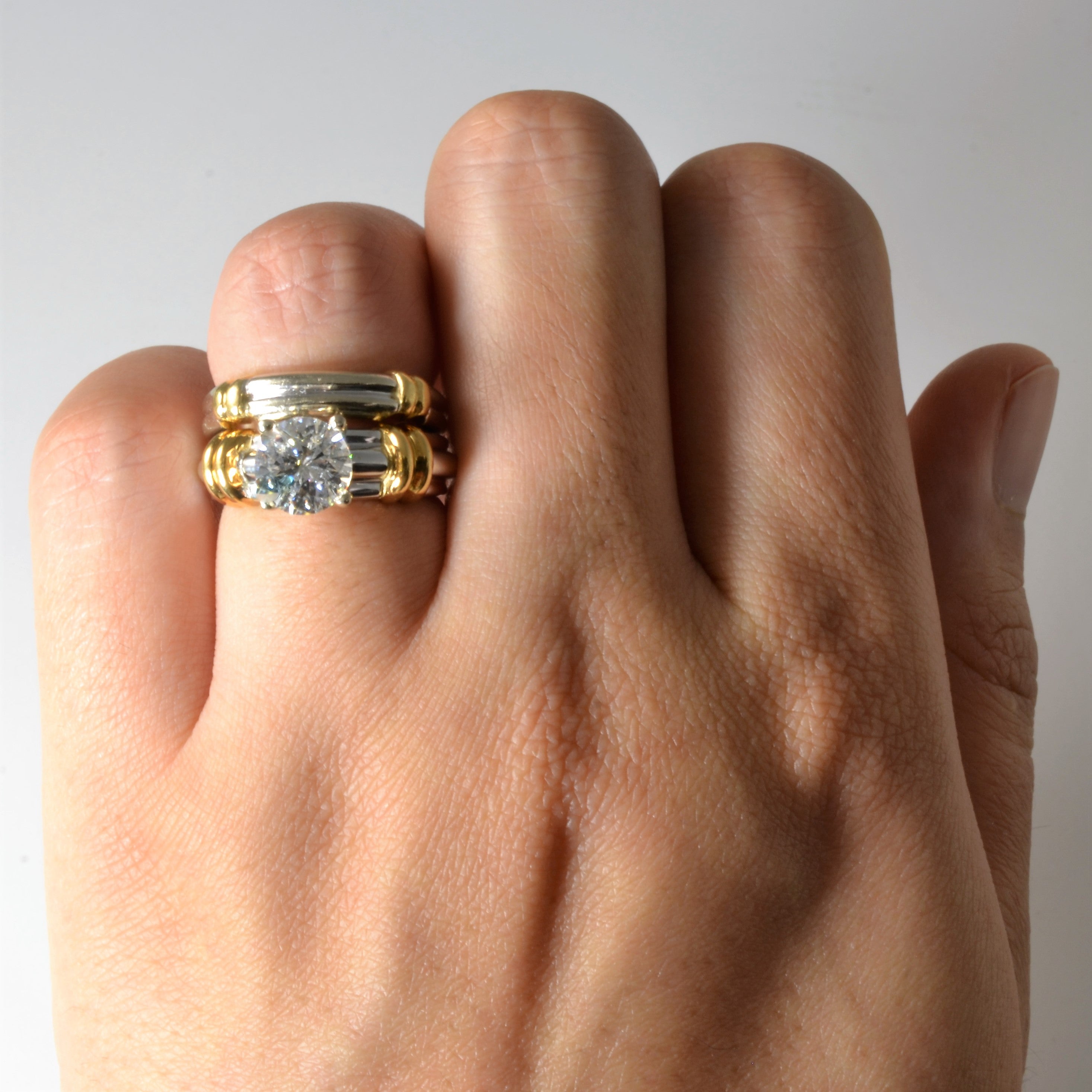 Two Tone Ribbon Wedding Set | 1.48ct | SZ 5.25 |
