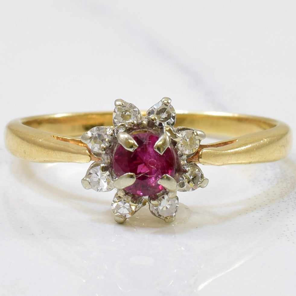 Ruby & Diamond Halo Ring | 0.26ct, 0.16ctw | SZ 6.5 |
