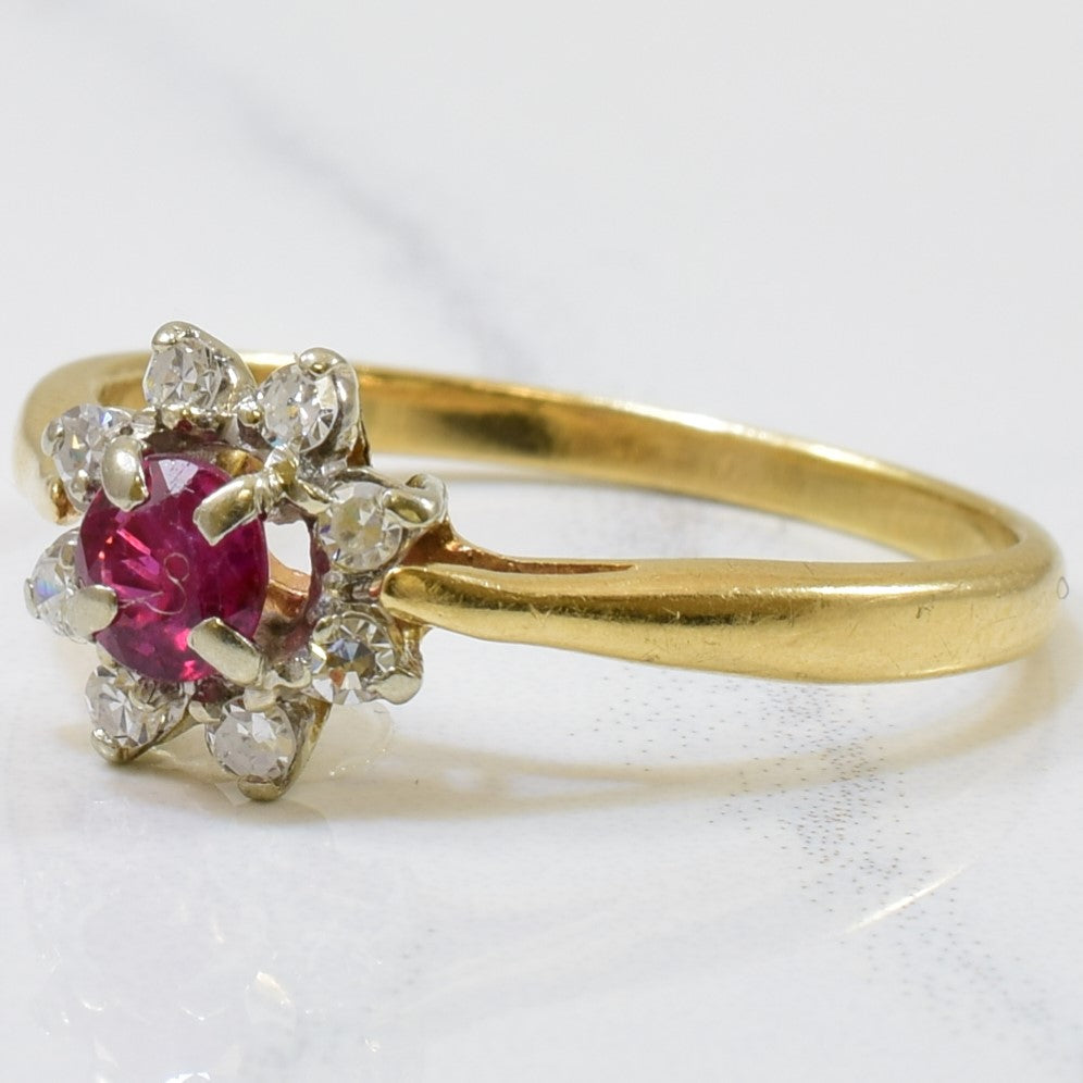 Ruby & Diamond Halo Ring | 0.26ct, 0.16ctw | SZ 6.5 |