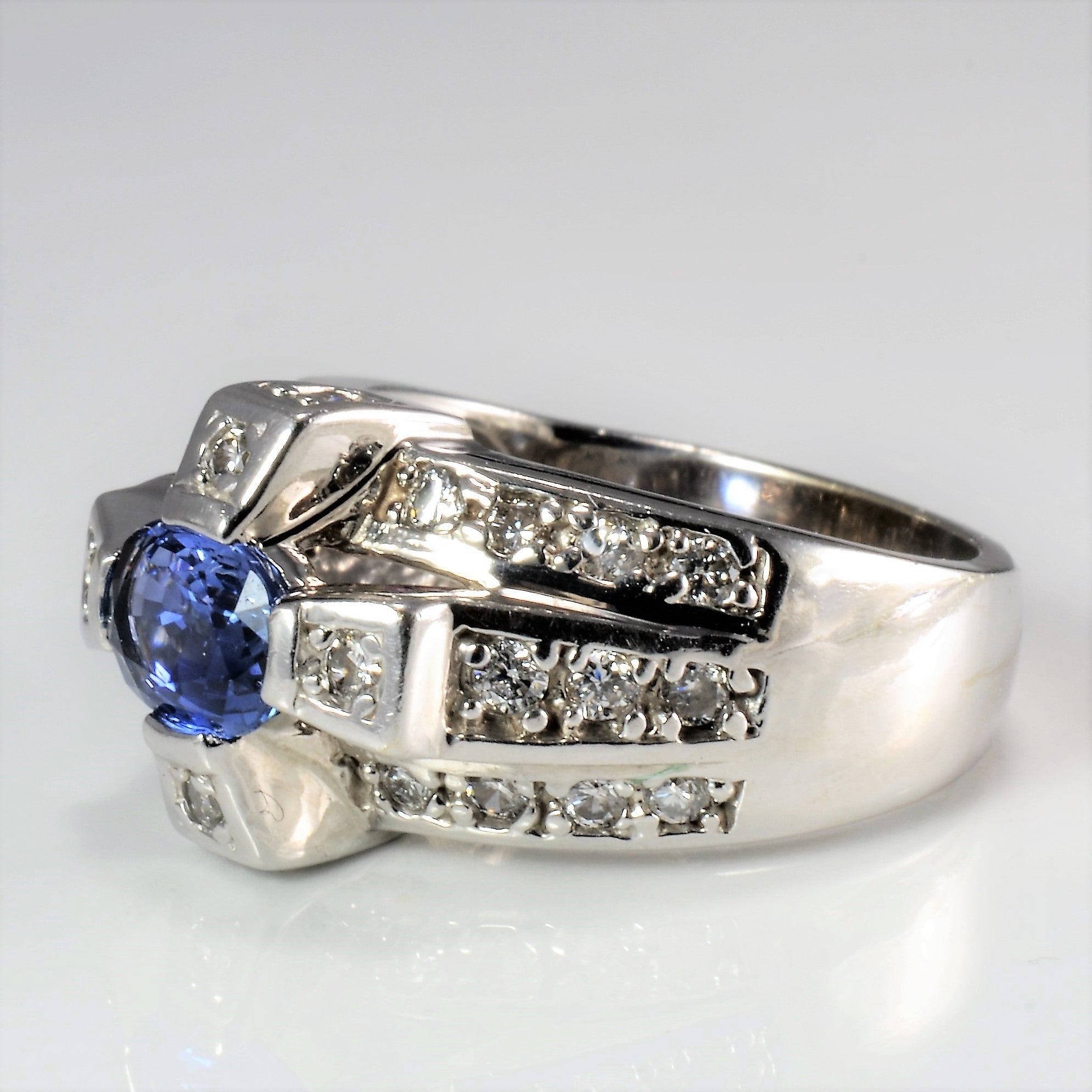 Sapphire & Diamond Wide Ladies Ring | 0.42 ctw, SZ 4.75 |