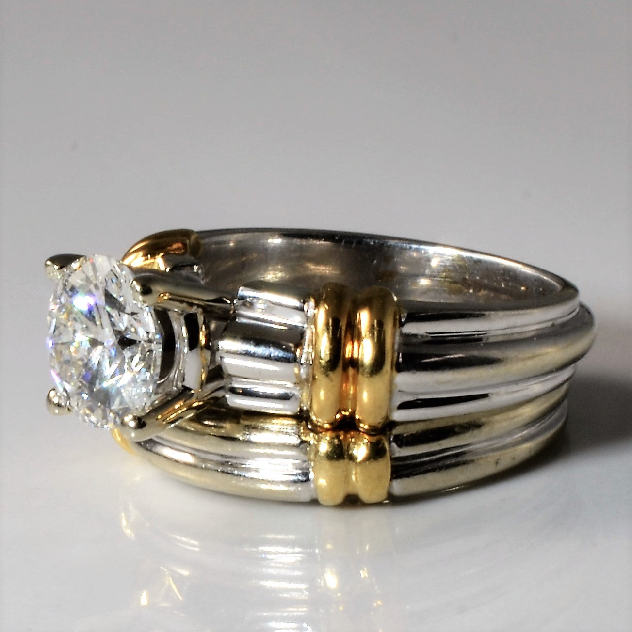 Two Tone Ribbon Wedding Set | 1.48ct | SZ 5.25 |