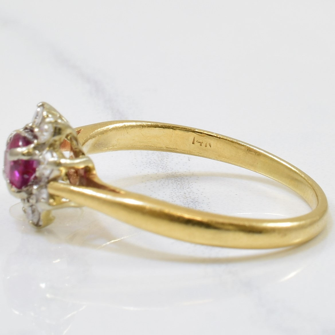 Ruby & Diamond Halo Ring | 0.26ct, 0.16ctw | SZ 6.5 |