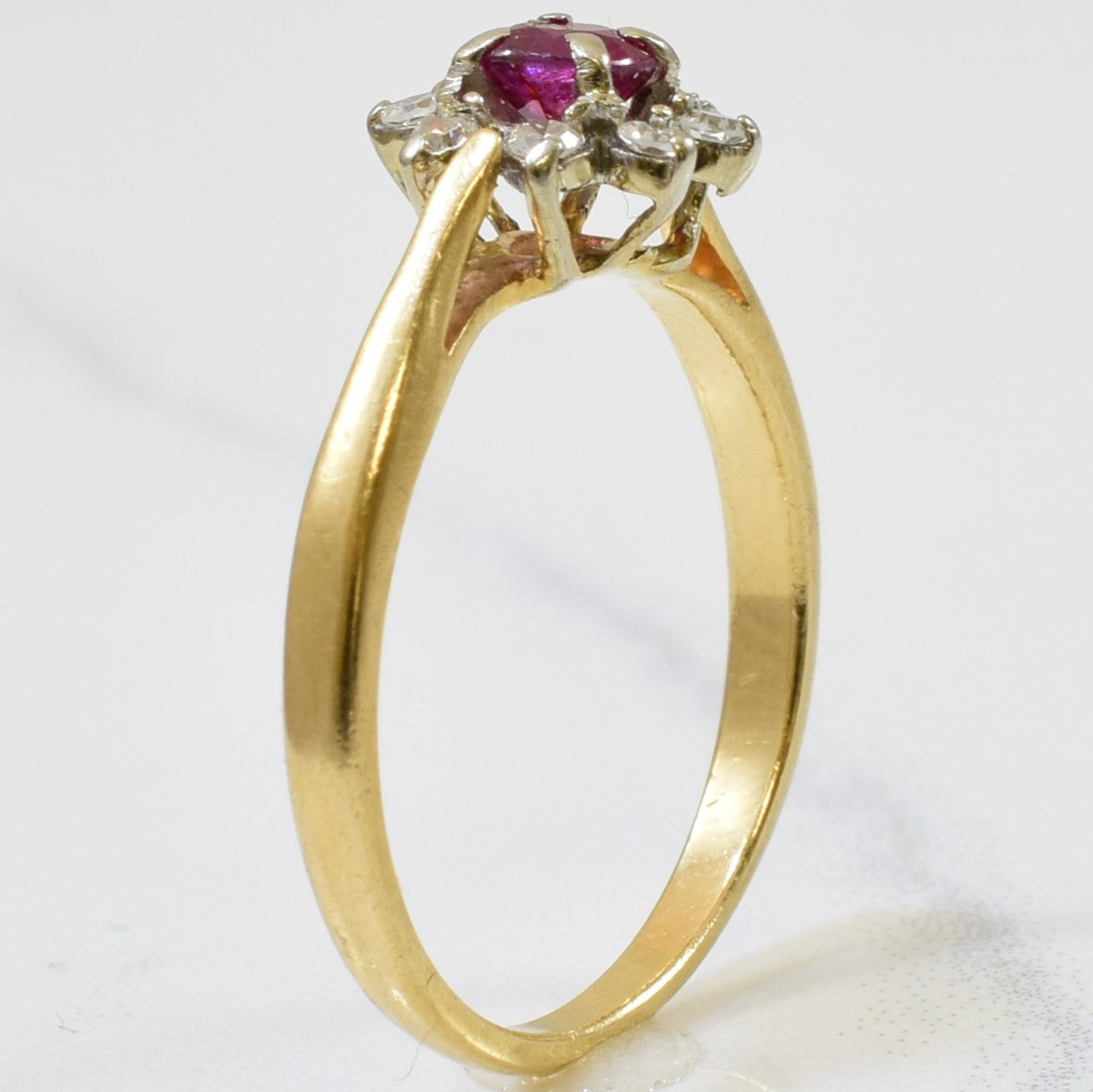 Ruby & Diamond Halo Ring | 0.26ct, 0.16ctw | SZ 6.5 |