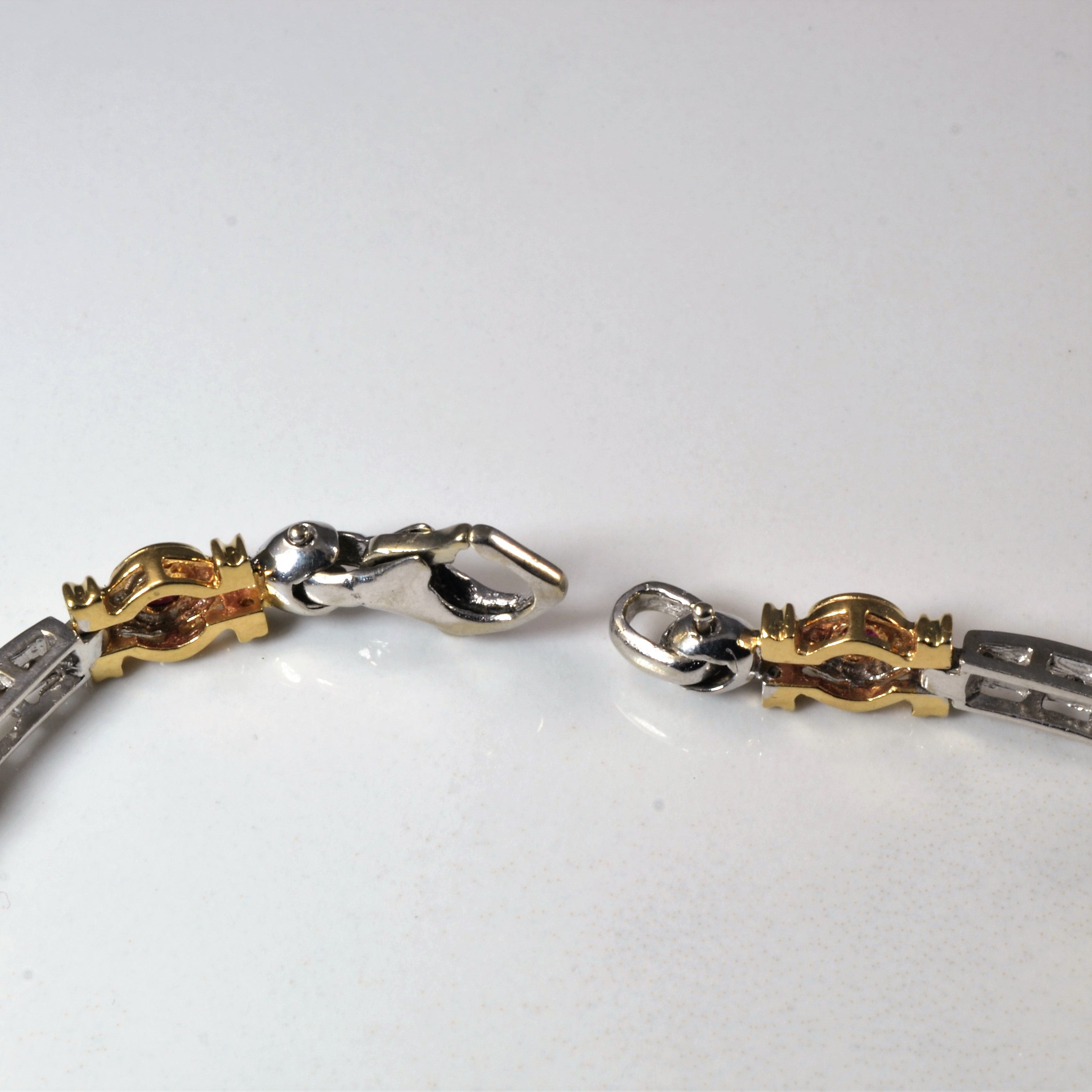 Bezel Set Ruby & Diamond Chain Bracelet | 0.50ctw, 0.20ctw | 7.5" |