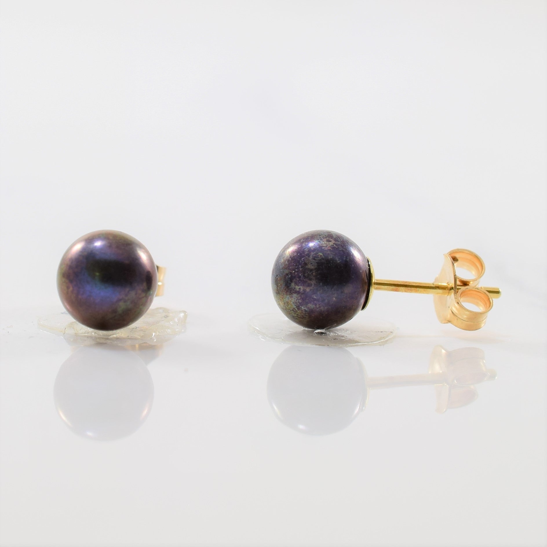 Black Pearl Stud Earrings | 3.50ctw |