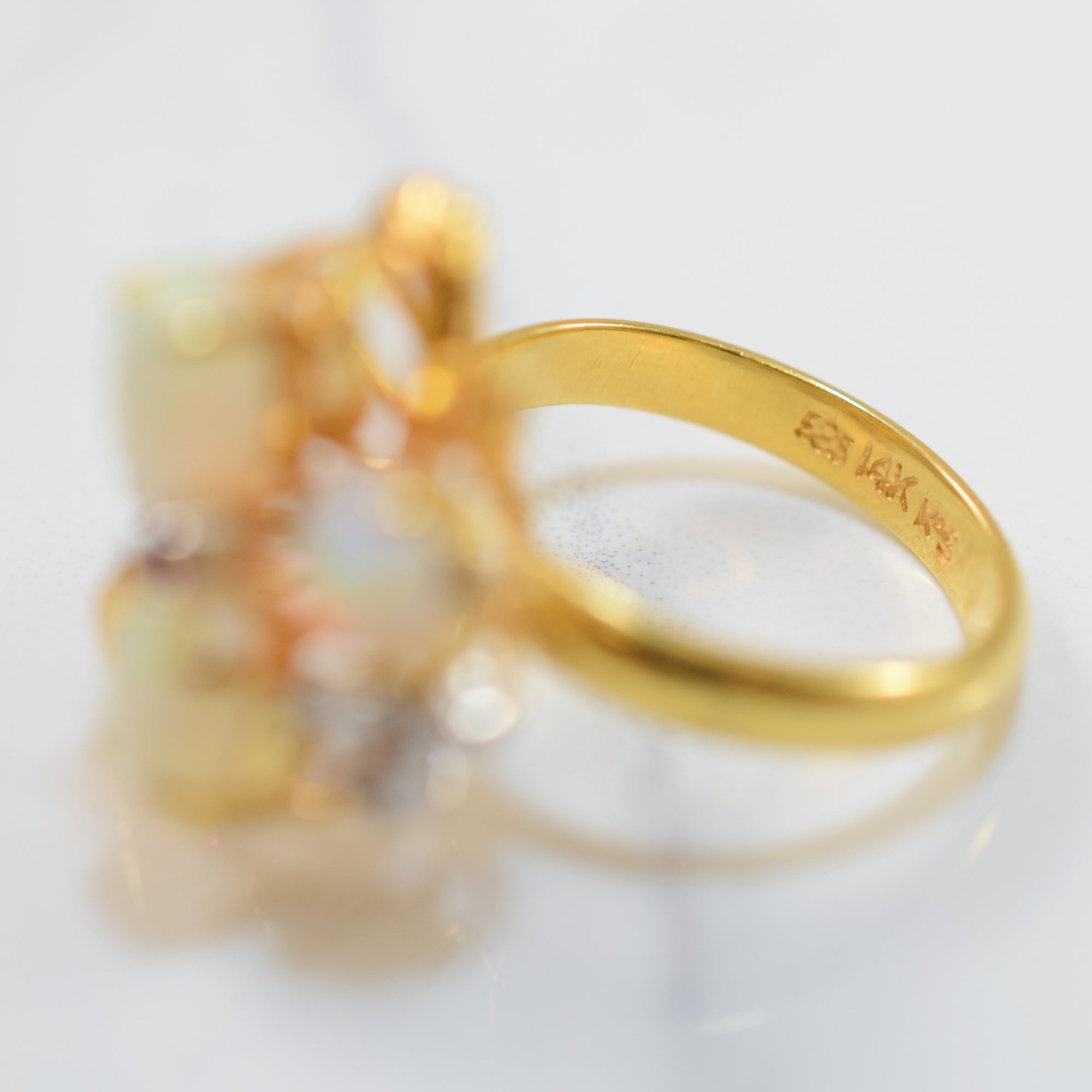 Opal, Ruby, & Diamond Cocktail Ring | 1.80ctw, 0.12ctw, 0.06ctw | SZ 6.5 |