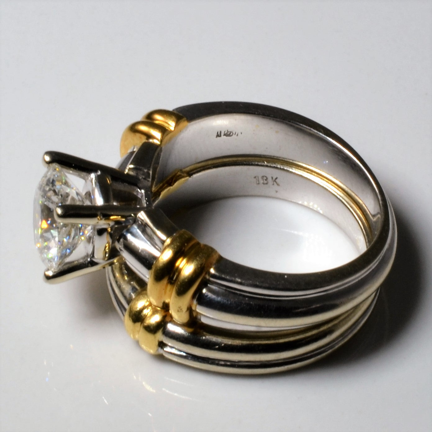Two Tone Ribbon Wedding Set | 1.48ct | SZ 5.25 |