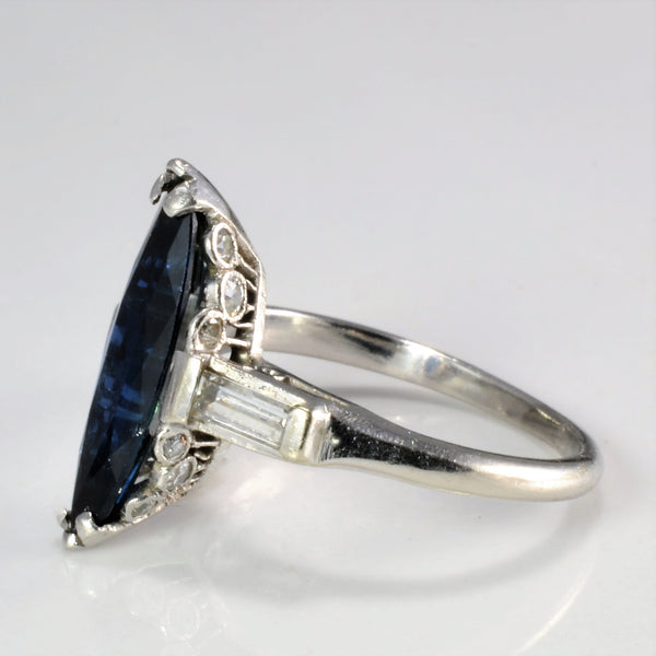Marquise Sapphire & Diamond Engagement Ring | 0.26 ctw, SZ 4.75 |