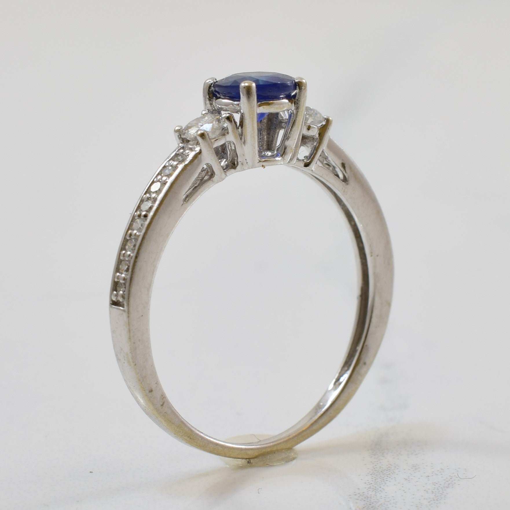 Three Stone Blue Sapphire & Diamond Ring | 0.55ct, 0.20ctw | SZ 6.75 |