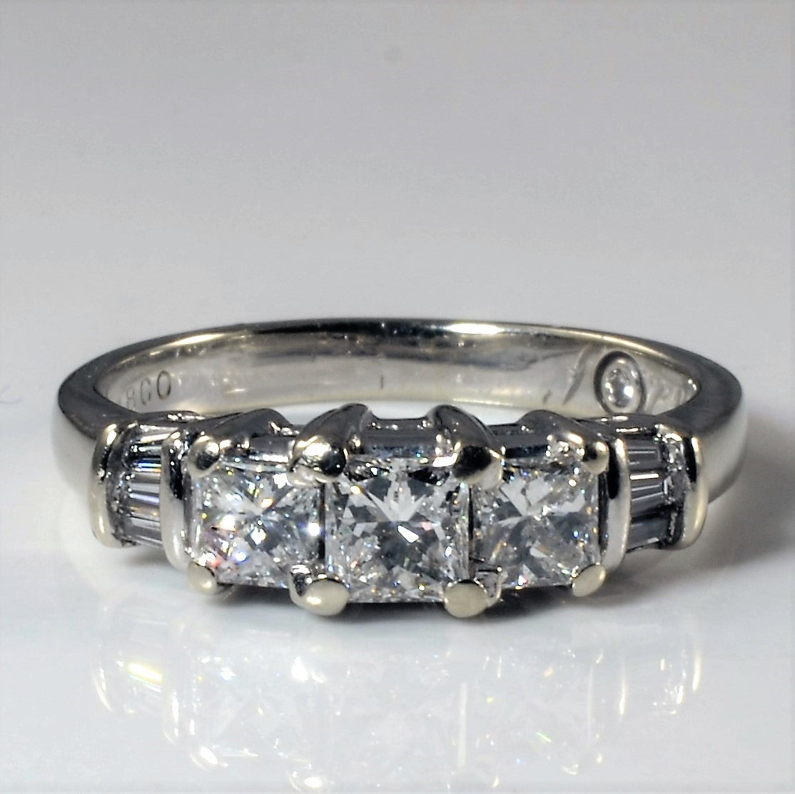 Three Stone Princess Diamond Ring | 1.01ctw | SZ 6.75 |