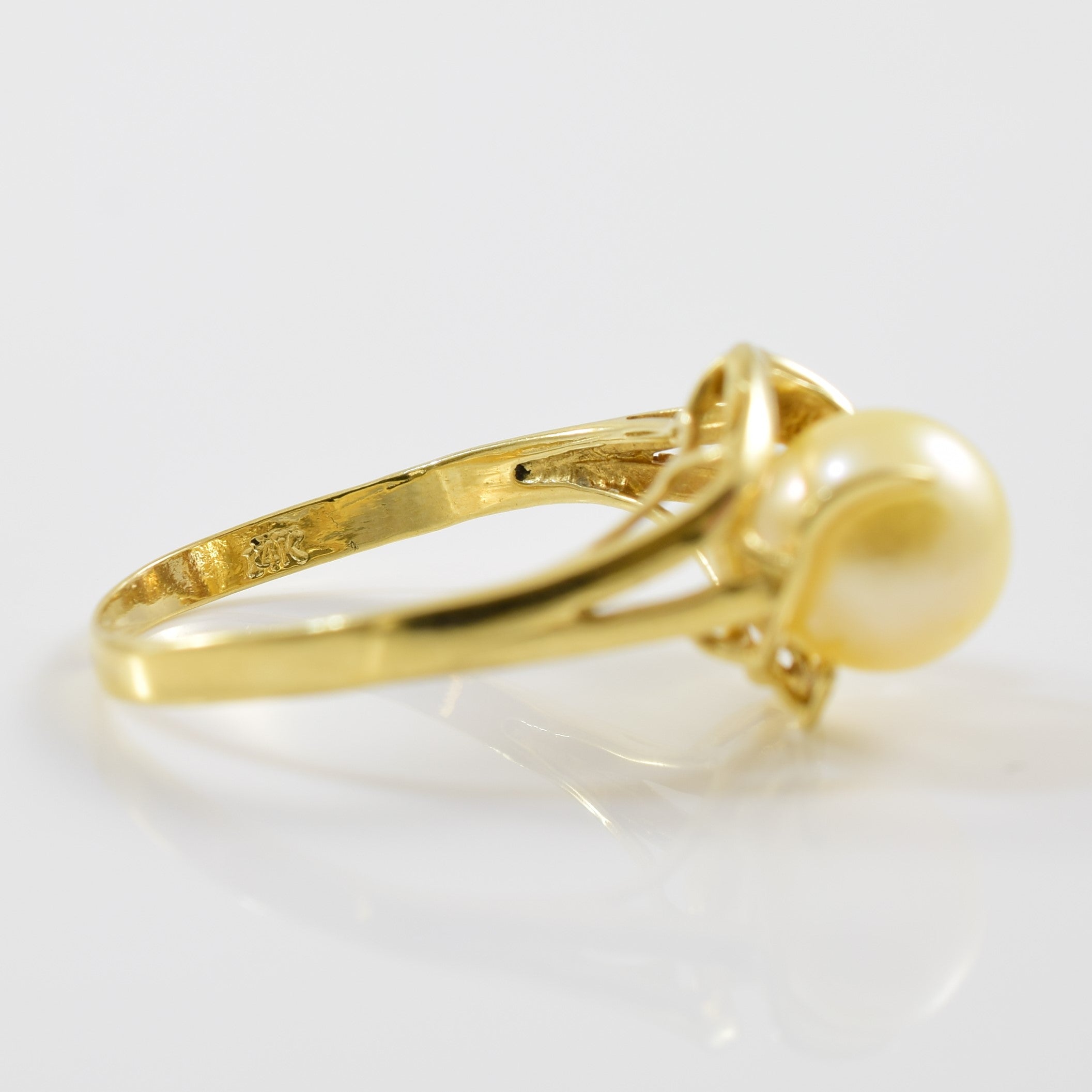 Bypass Diamond & Pearl Ring | 0.01ctw, 2.86ct | SZ 7 |