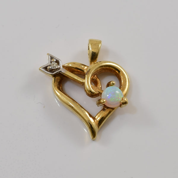 Opal & Diamond Heart Pendant | 0.18ct, 0.01ct |