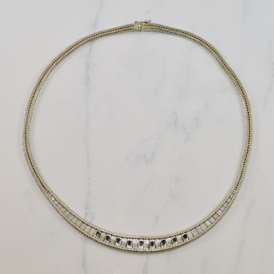 Blue Sapphire Foxtail Chain Necklace | 0.51ctw | 17.5