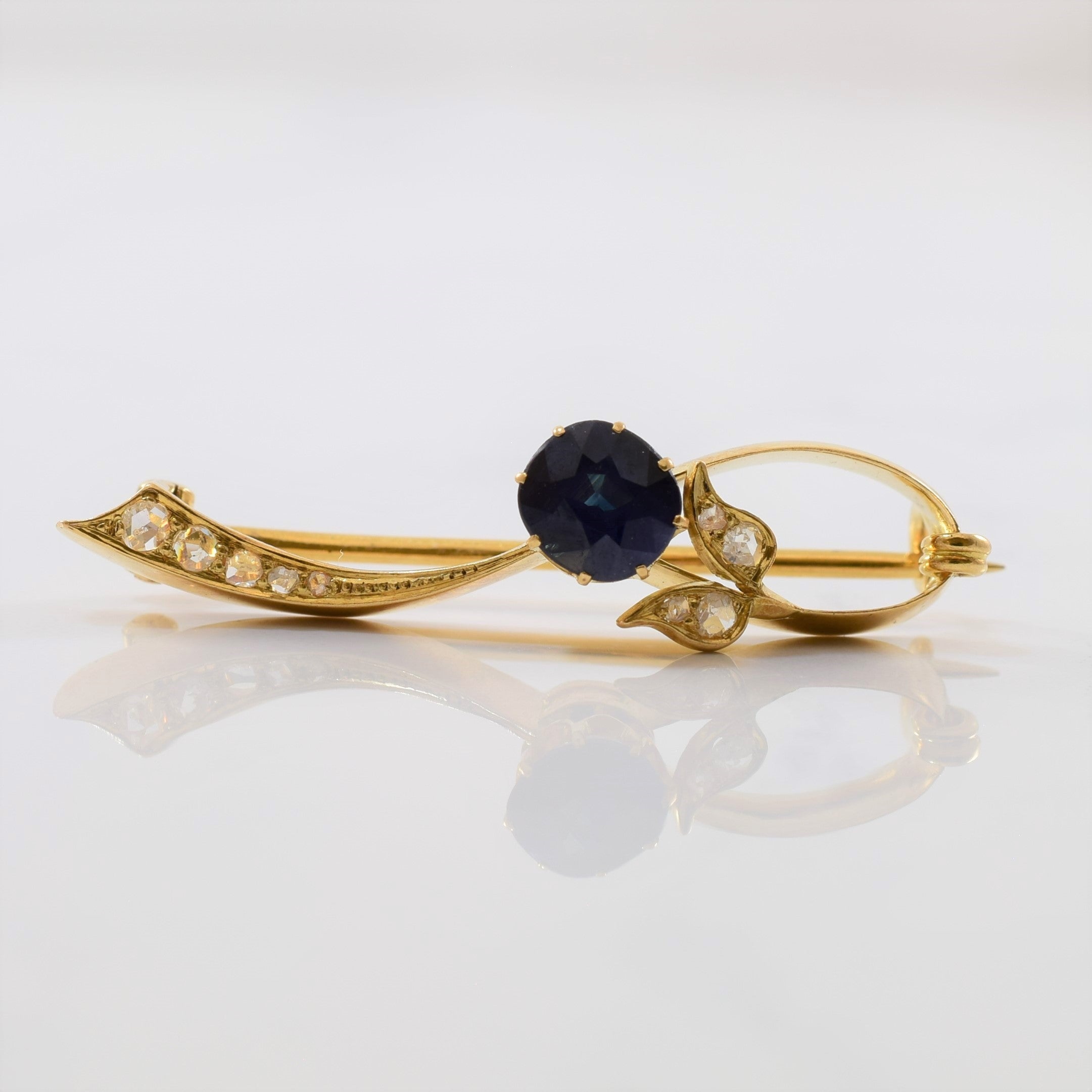 Late Victorian Era Sapphire & Diamond Brooch | 0.10ctw, 1.25ct |