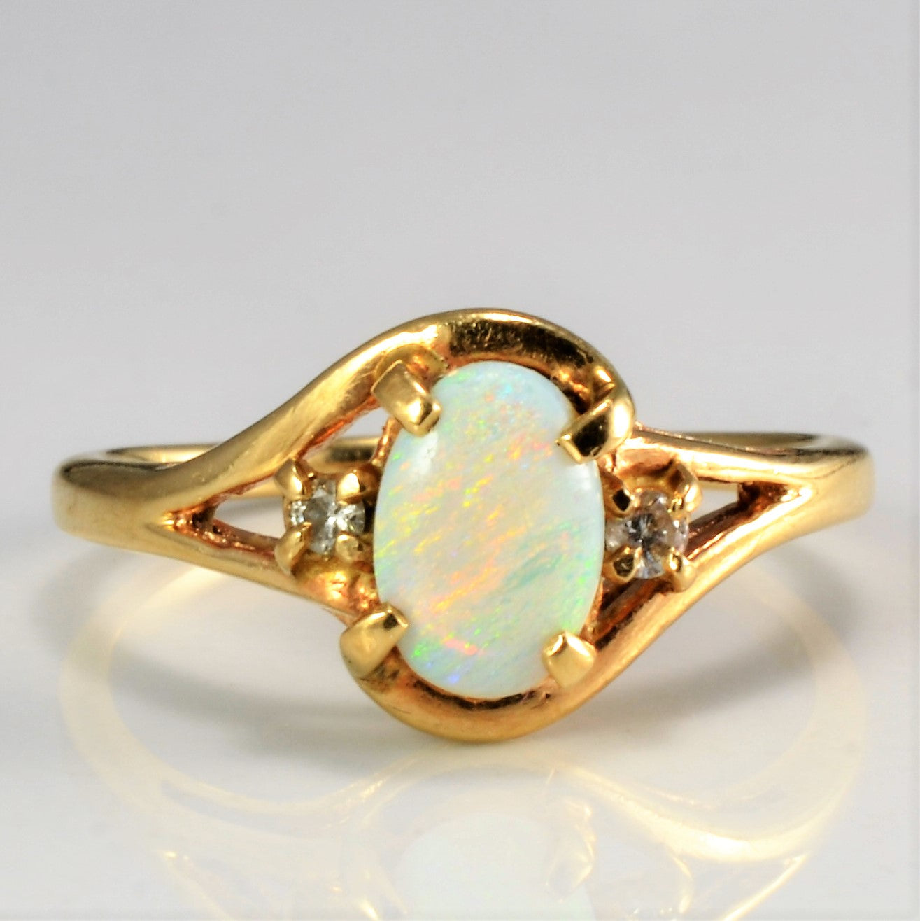 Opal & Diamond Ladies Ring | 0.03 ctw, SZ 4.5 |
