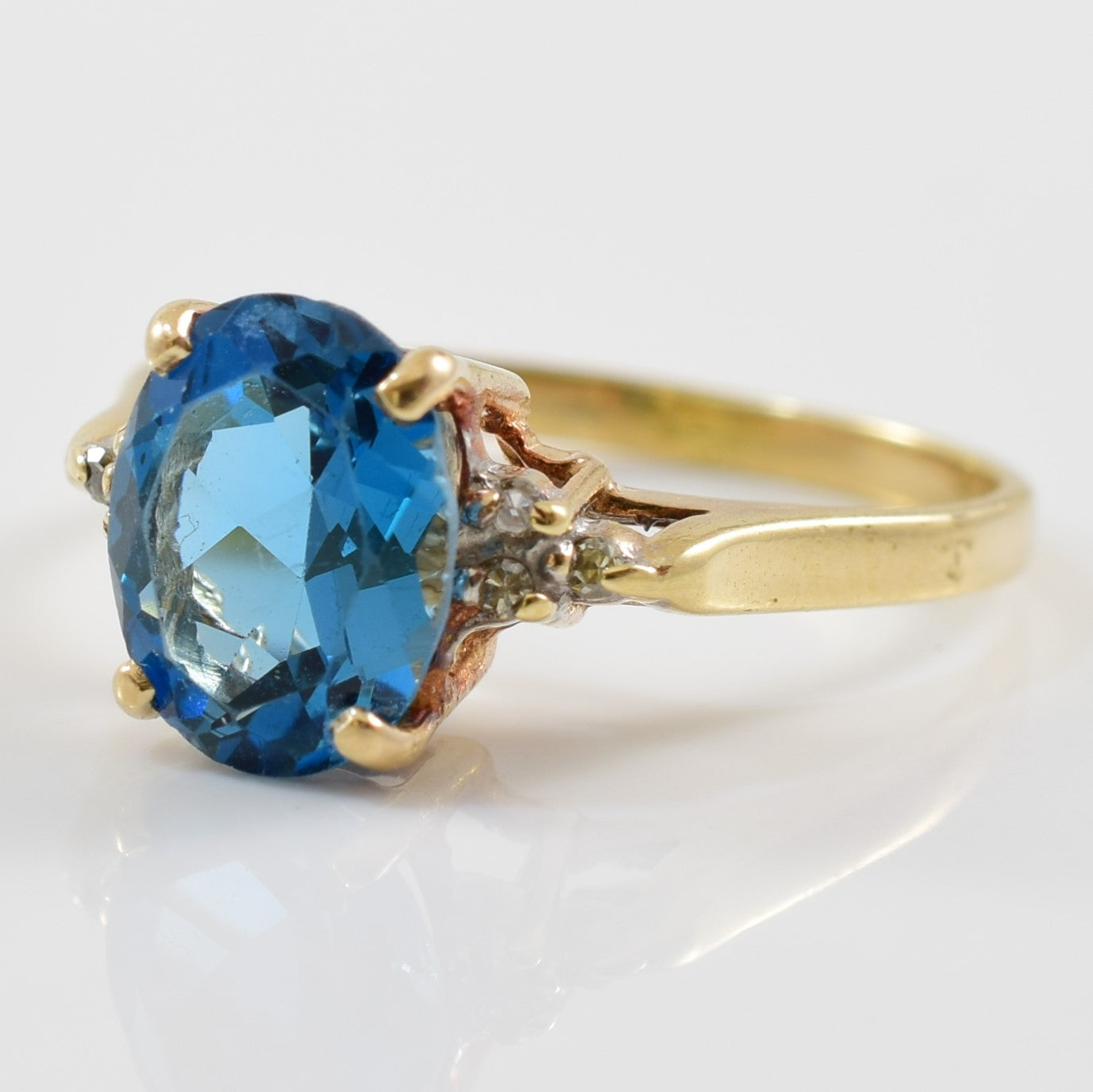 London Blue Topaz & Diamond Ring | 0.03ctw, 1.70ct | SZ 6 |
