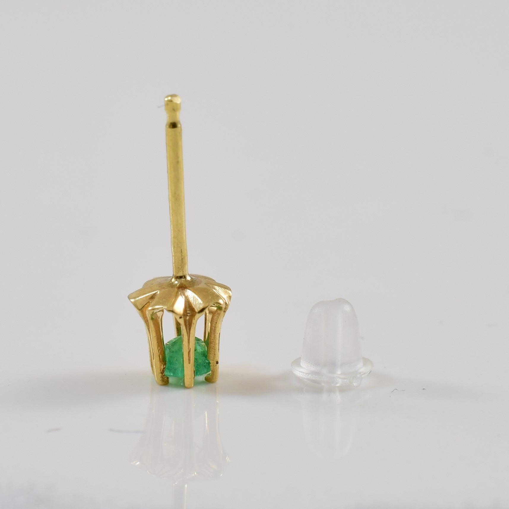Belcher Set Emerald Stud Earrings | 0.16ctw |