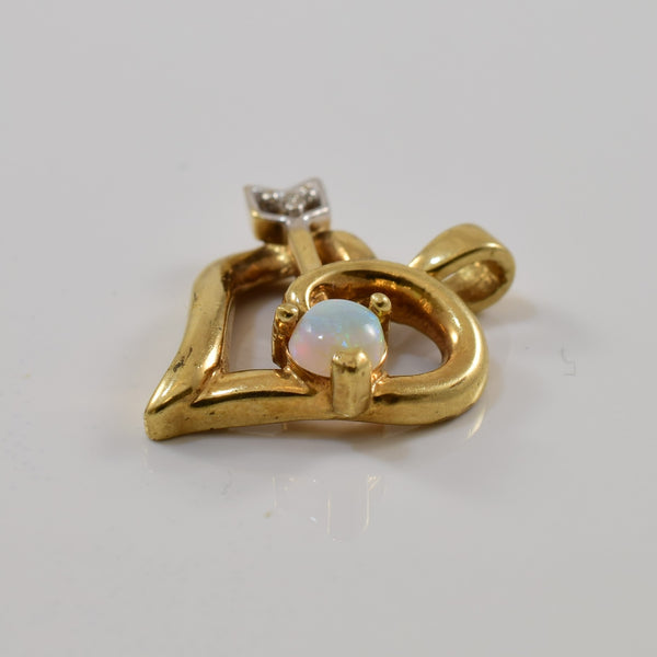 Opal & Diamond Heart Pendant | 0.18ct, 0.01ct |