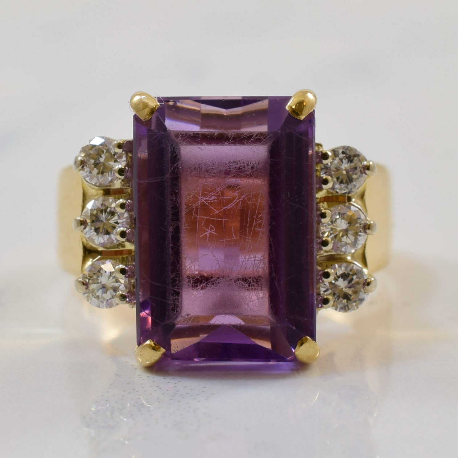 Amethyst & Diamond Cocktail Ring | 7.00ct, 0.33ctw | SZ 6 |