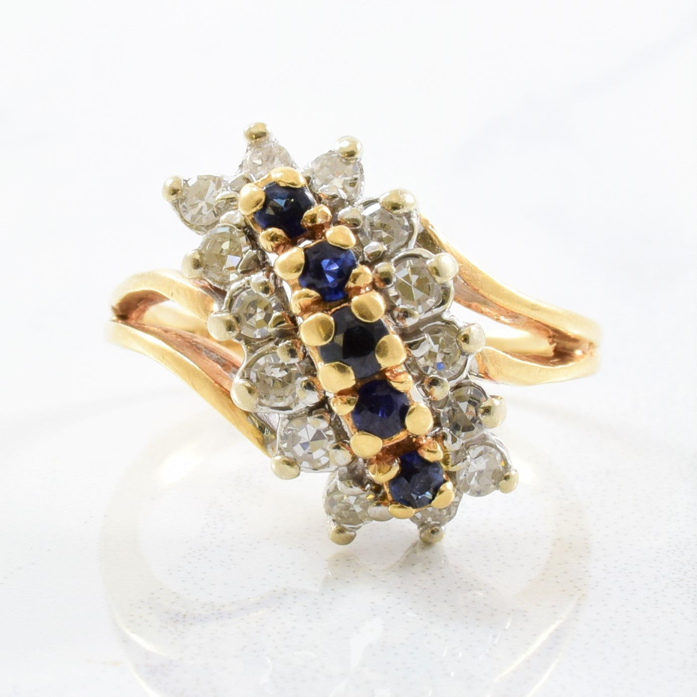 Sapphire & Diamond Bypass Ring | 0.35ctw, 0.25ctw | SZ 4.75 |