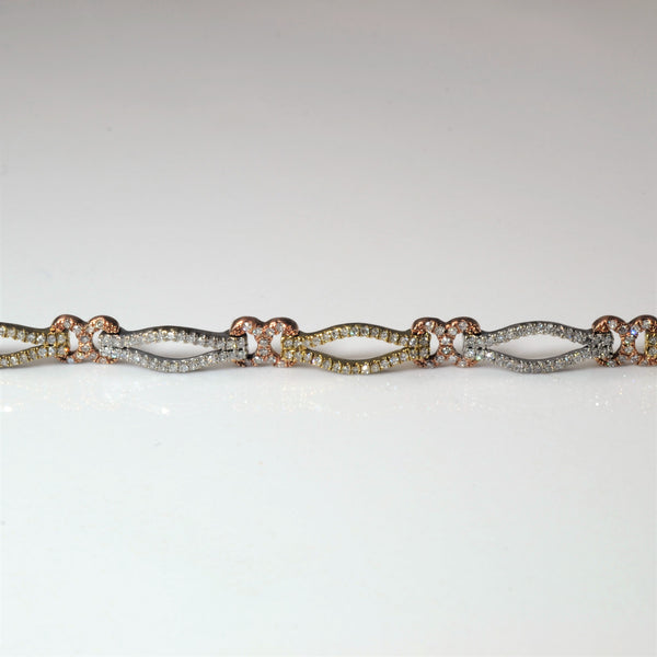 Tri Tone Gold Diamond Bracelet | 3.71ctw | 7