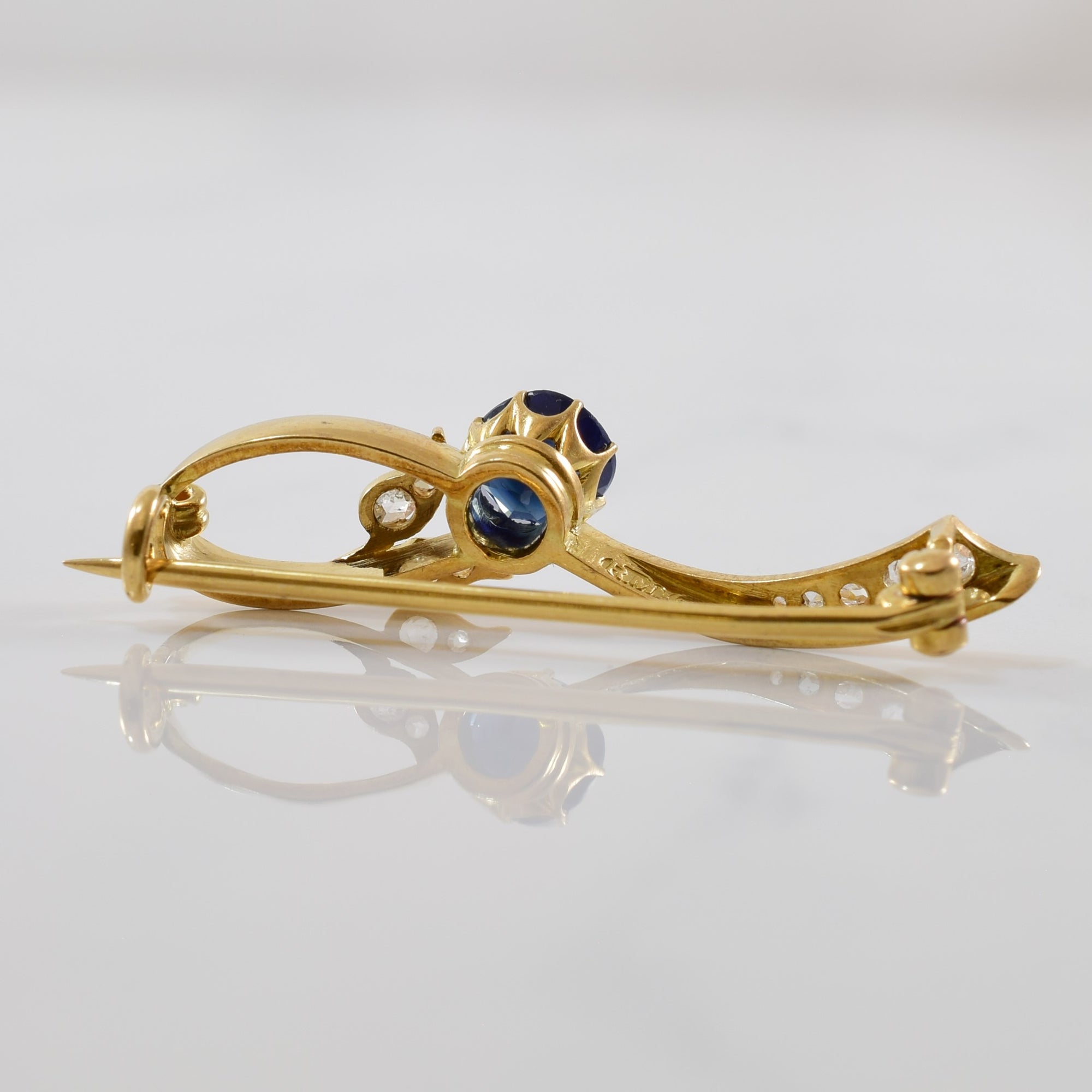 Late Victorian Era Sapphire & Diamond Brooch | 0.10ctw, 1.25ct |