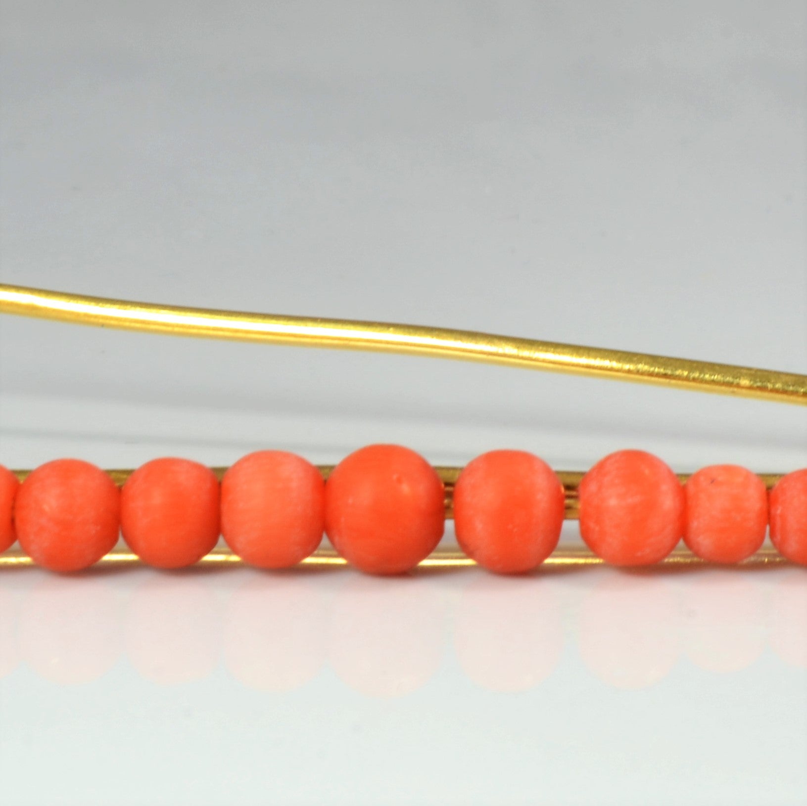 Coral Beads Gold Pin/ Brooch