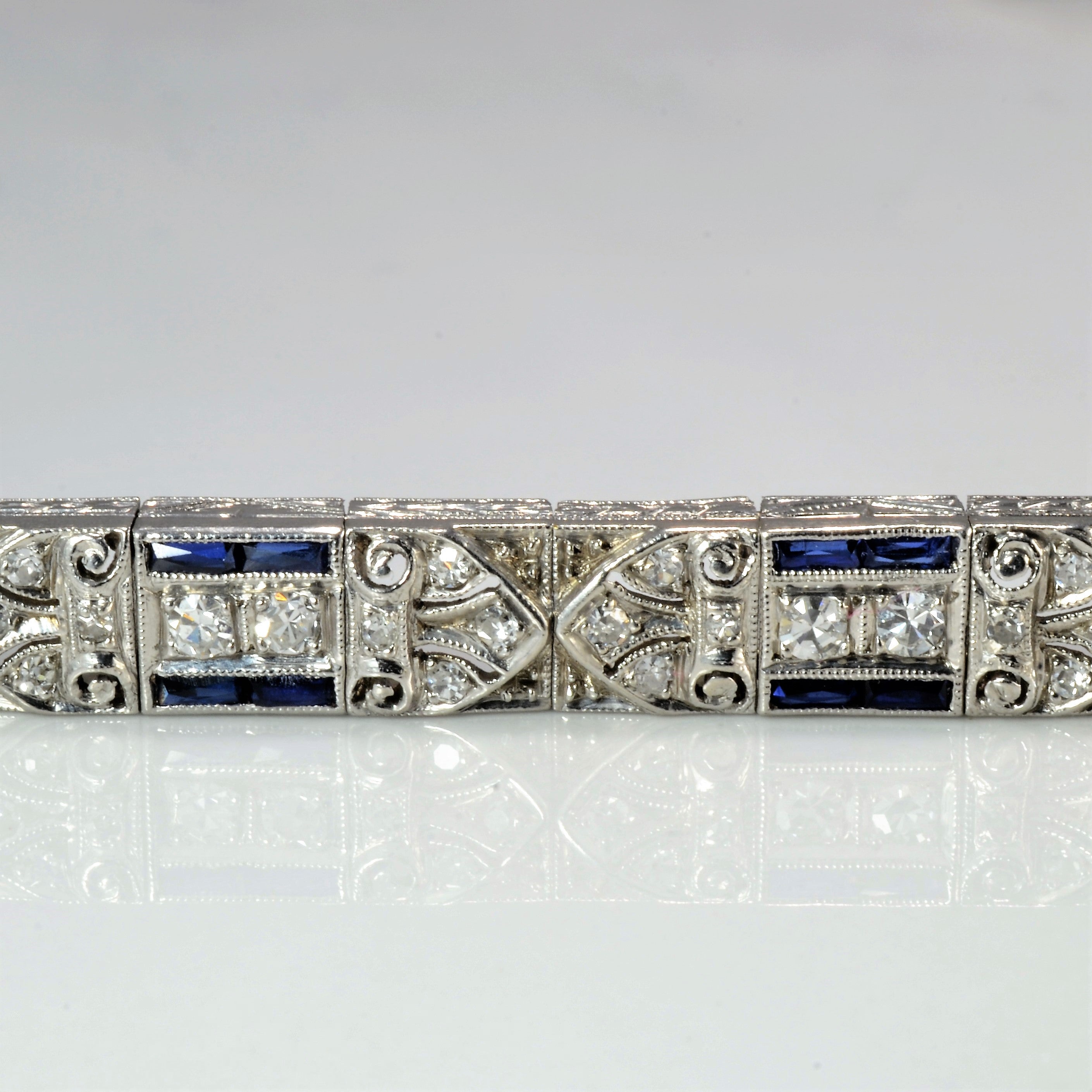 Art Deco Diamond & Sapphire Line Bracelet | 2.36 ctw |