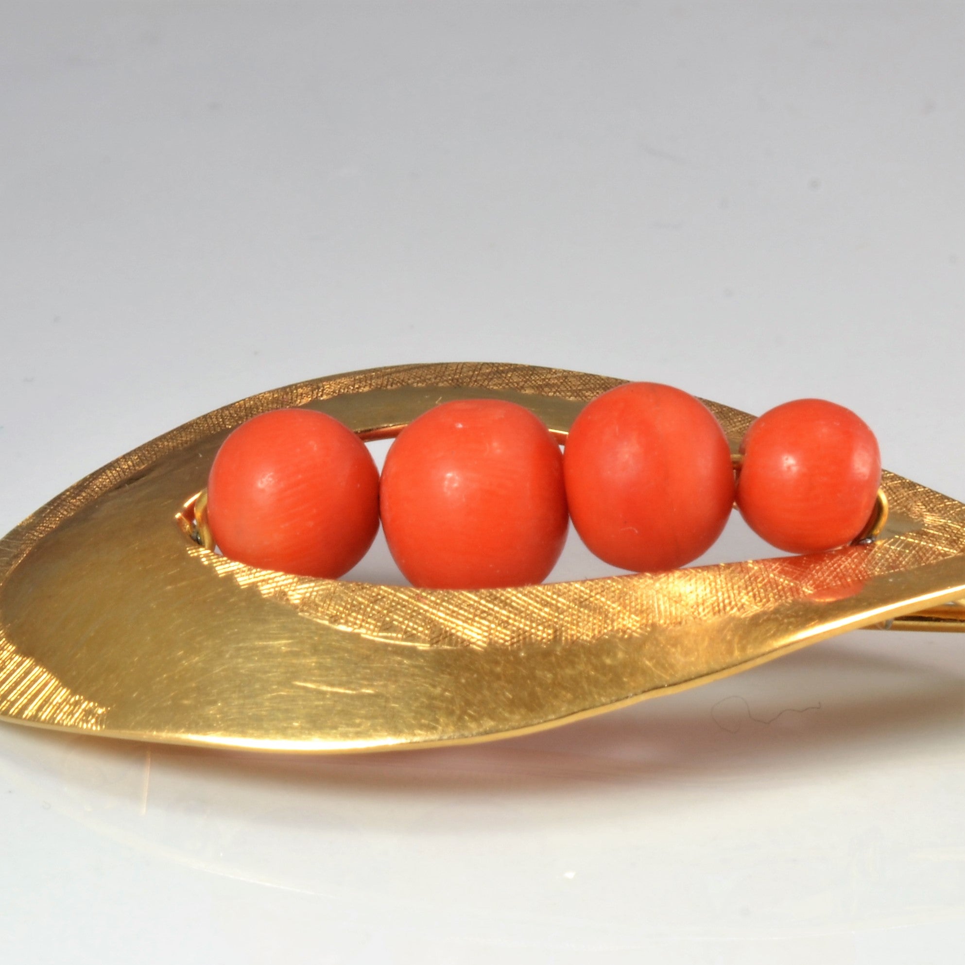Coral Gold Brooch