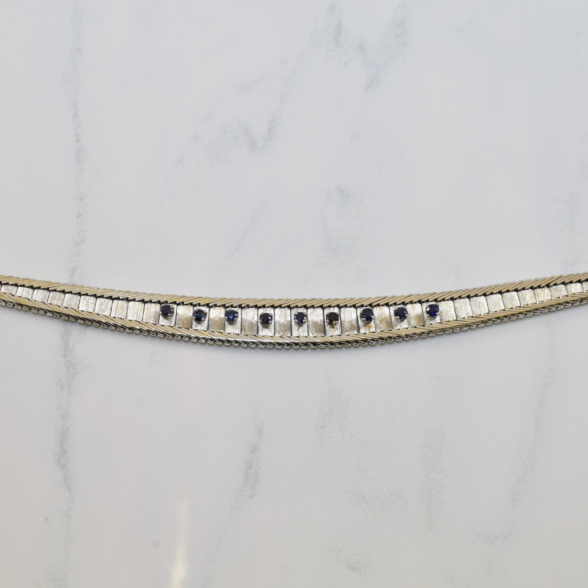 Blue Sapphire Foxtail Chain Necklace | 0.51ctw | 17.5