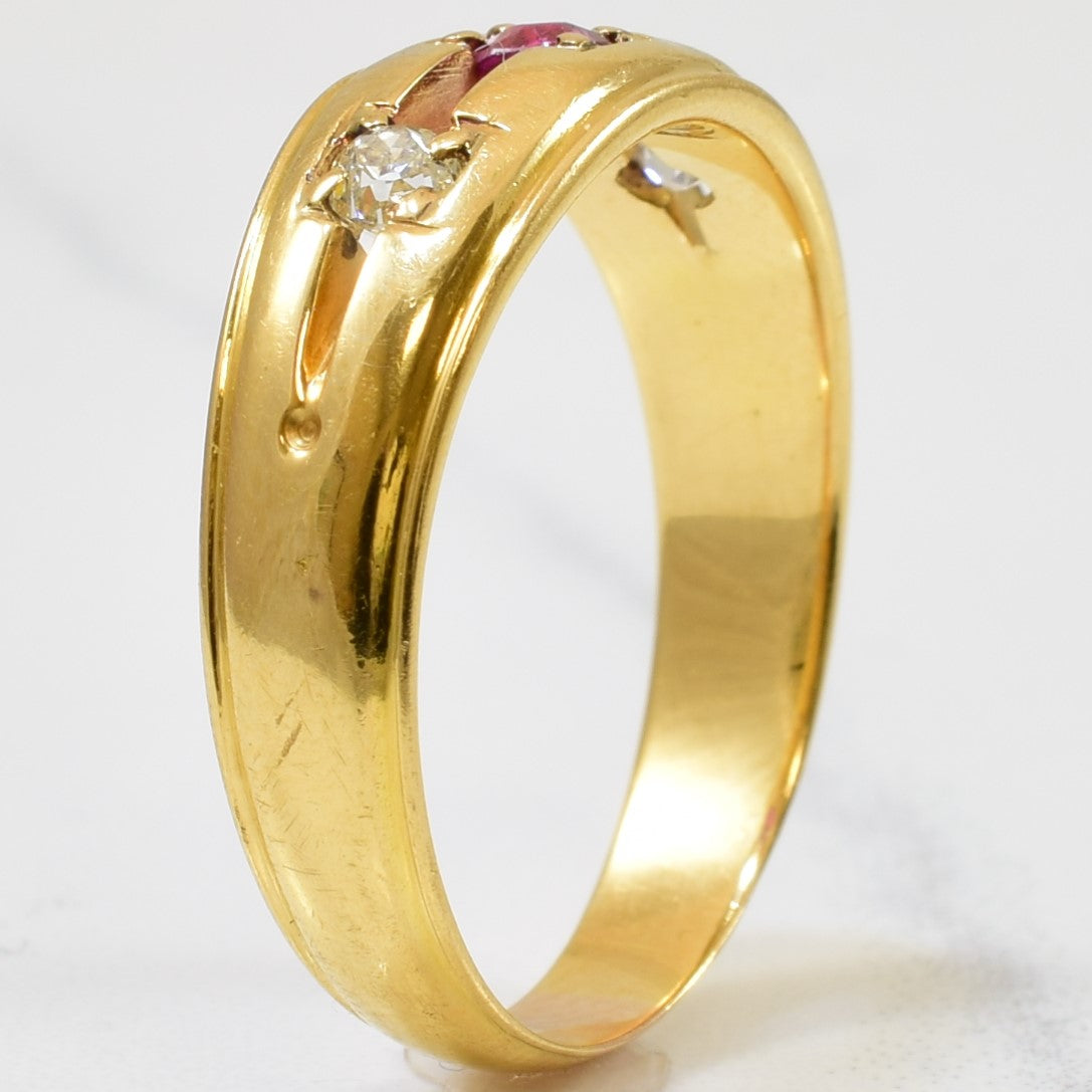 Victorian Ruby & Diamond Ring | 0.09ct 0.14ctw | SZ 7.75 |