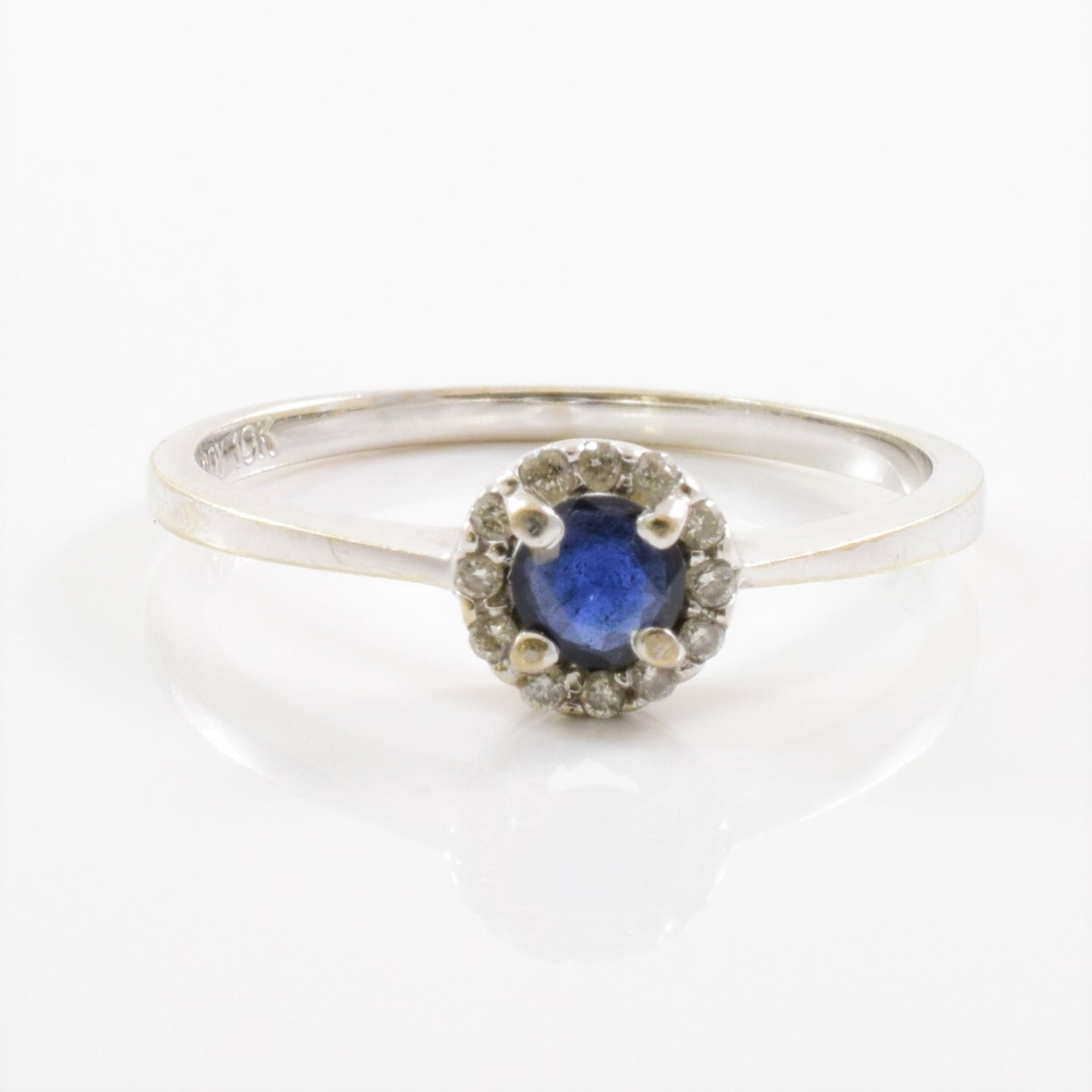 Petite Sapphire & Diamond Halo Ring | 0.06ctw, 0.15ct | SZ 6.25 |
