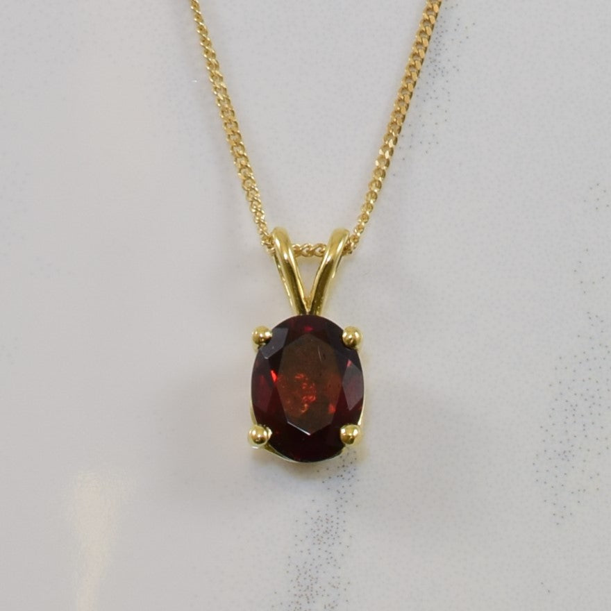 Oval Garnet Solitaire Necklace | 1.50ct | 19