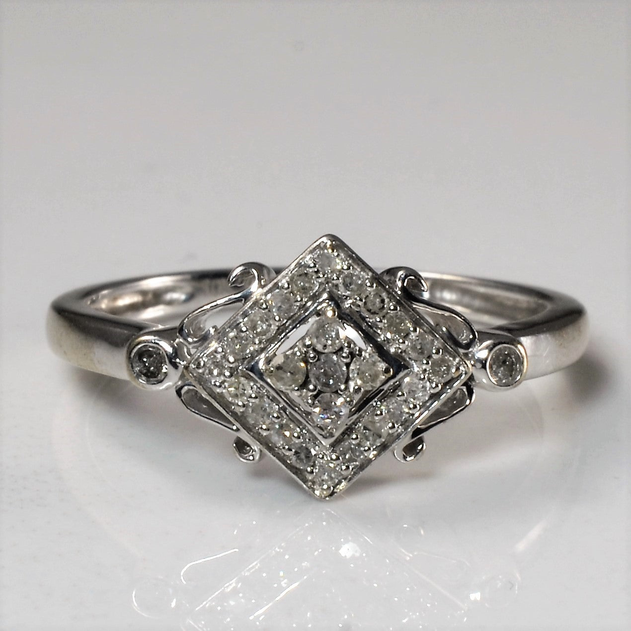 Ornate Diamond Cluster Promise Ring | 0.10ctw | SZ 7 |