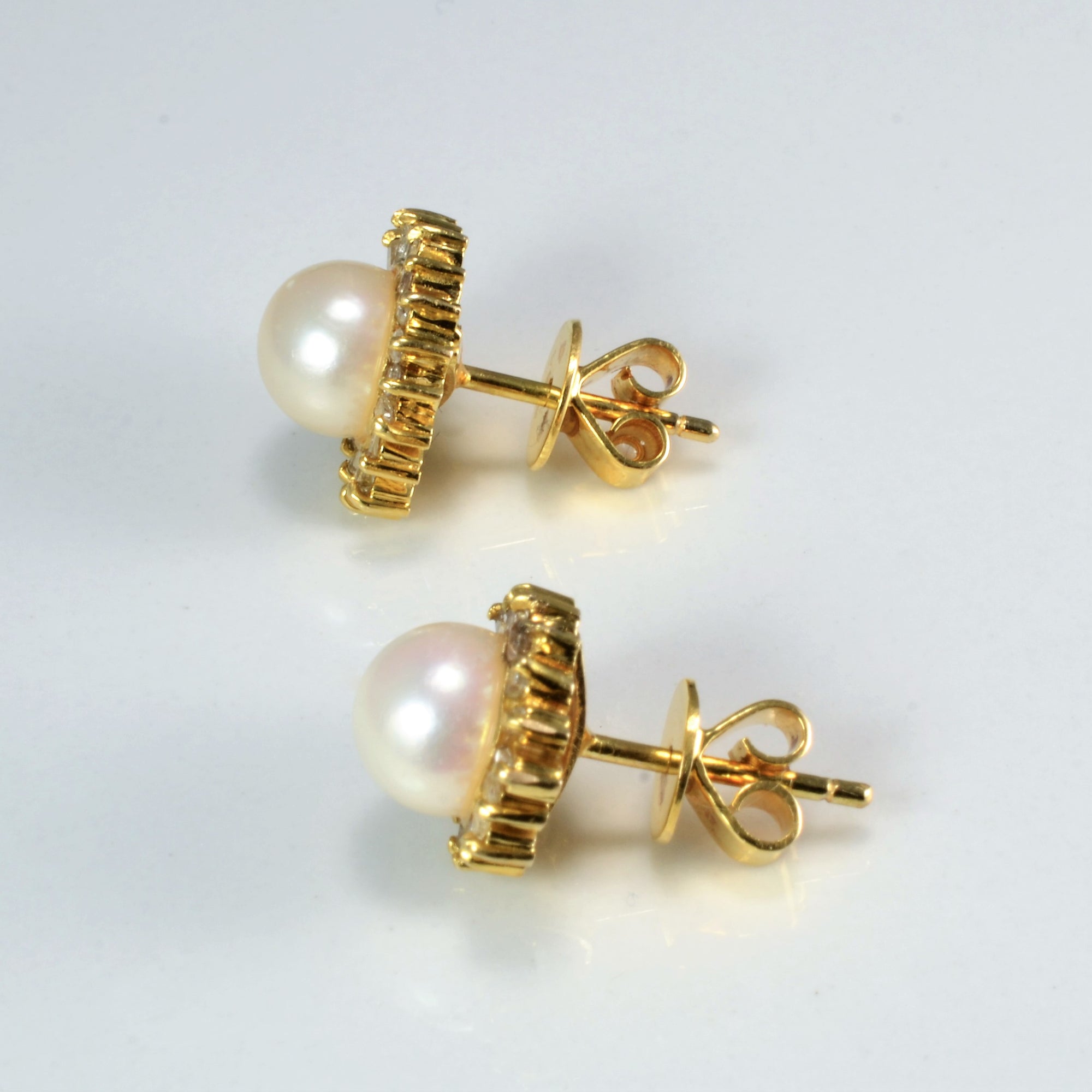 Pearl & Diamond Stud Earrings | 0.36 ctw |