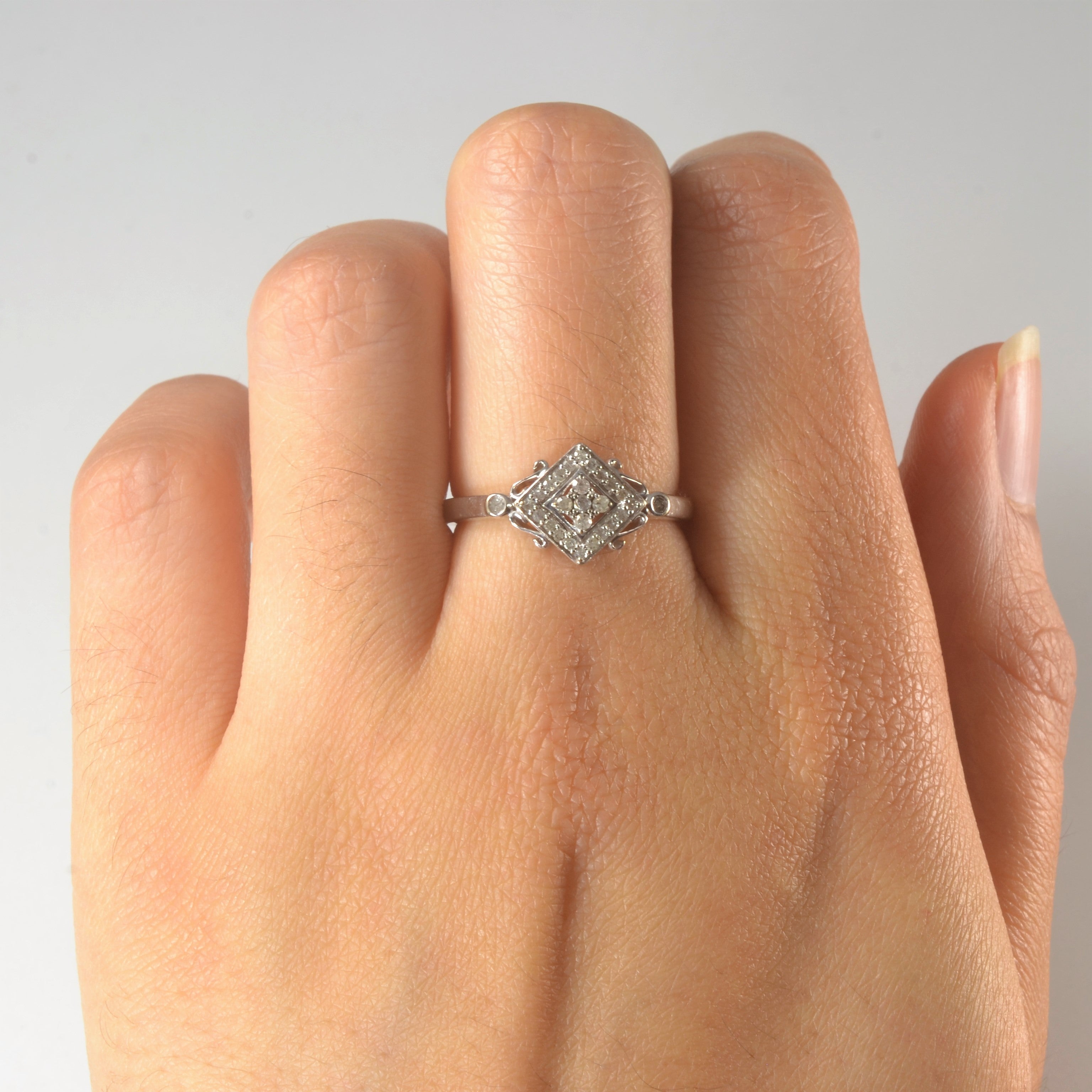 Ornate Diamond Cluster Promise Ring | 0.10ctw | SZ 7 |