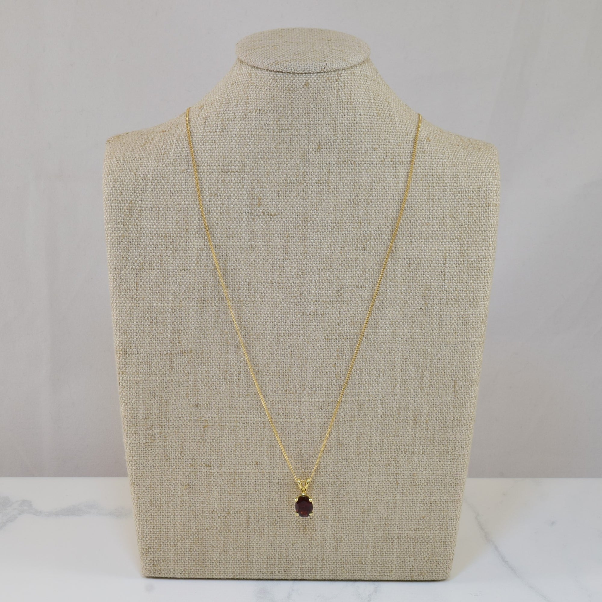 Oval Garnet Solitaire Necklace | 1.50ct | 19