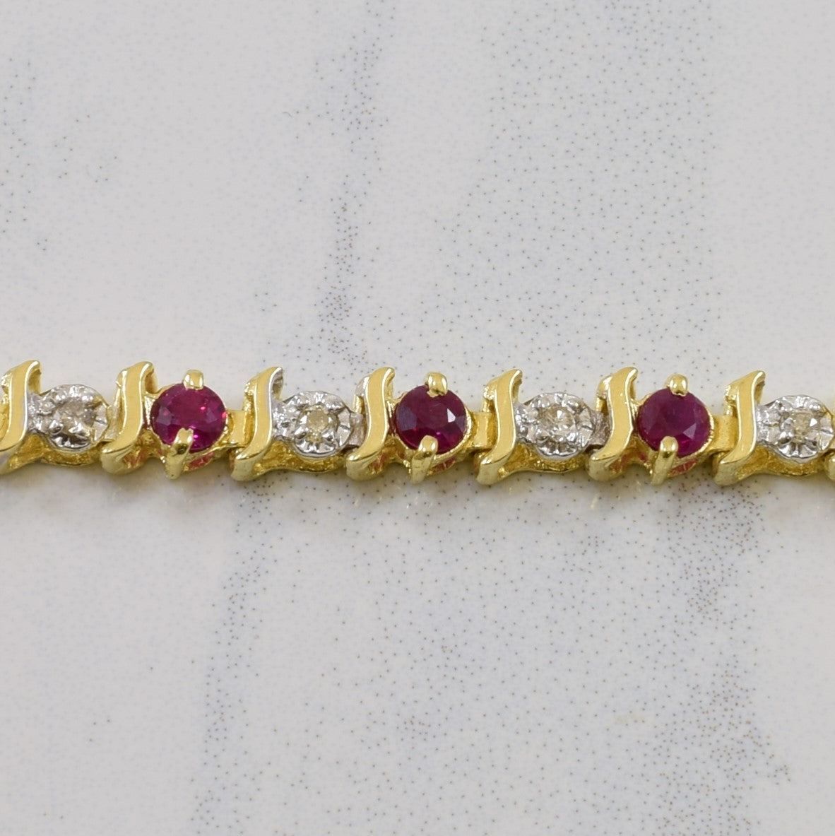 Ruby & Diamond Tennis Bracelet | 1.80ctw, 0.40ctw | 7" |