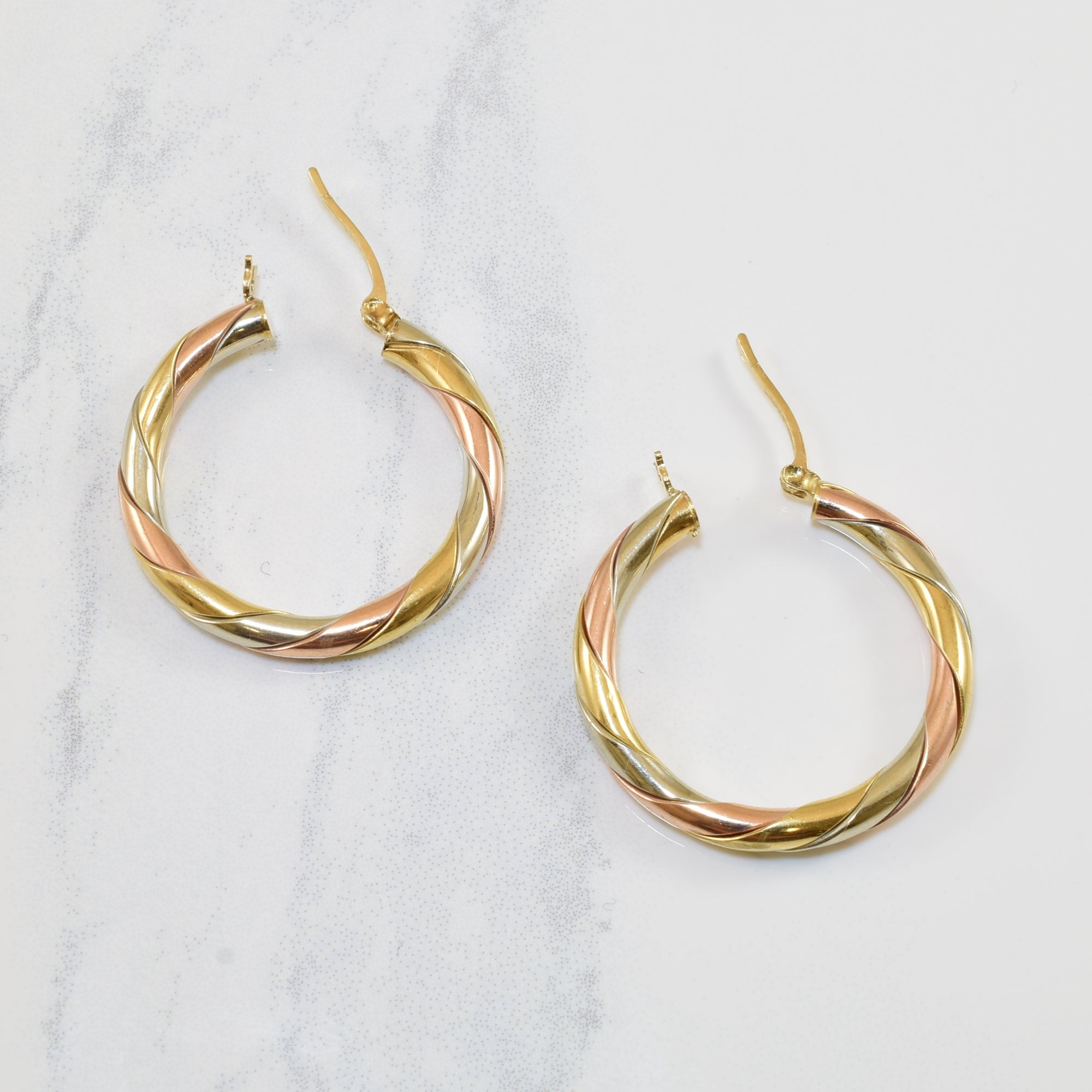 Tri Tone Gold Hoop Earrings |
