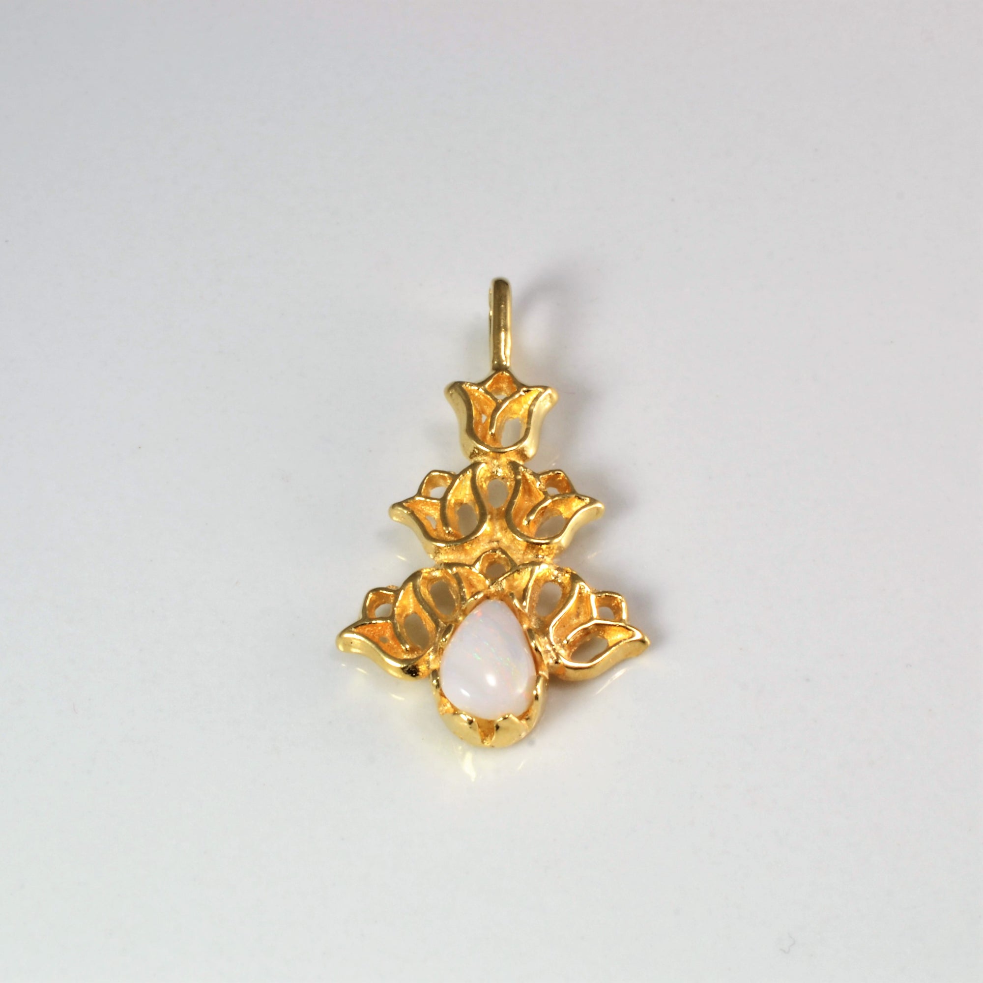Opal Filigree Gold Pendant