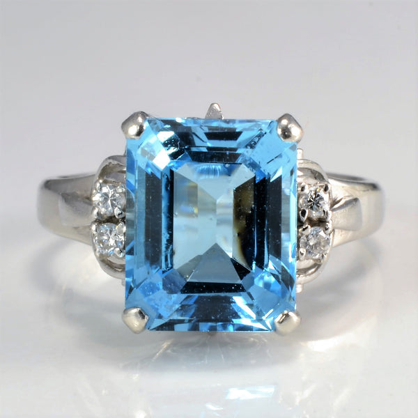 Platinum Blue Topaz Engagement Ring  | 0.06ctw, 4.01ct | SZ 5.5 |