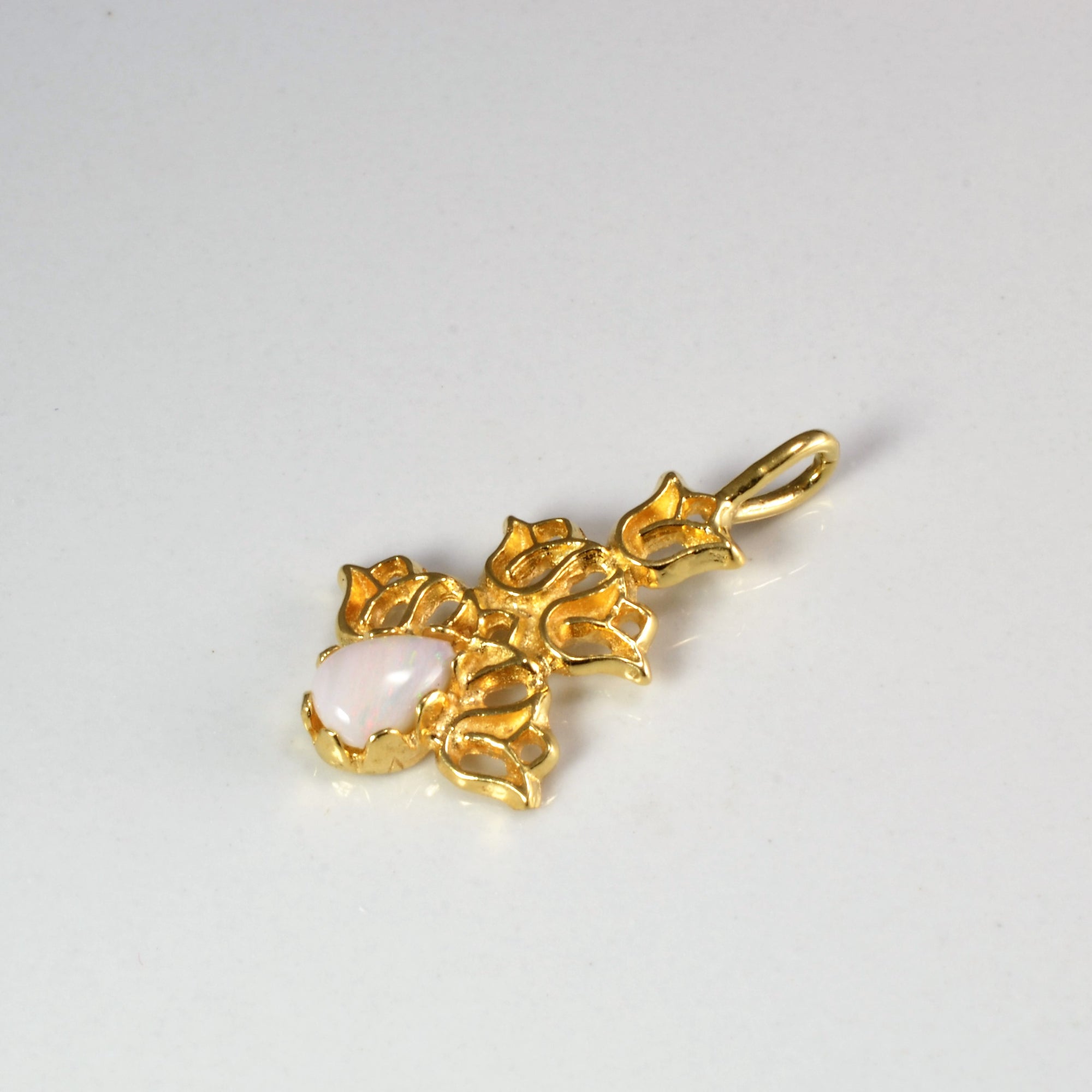 Opal Filigree Gold Pendant