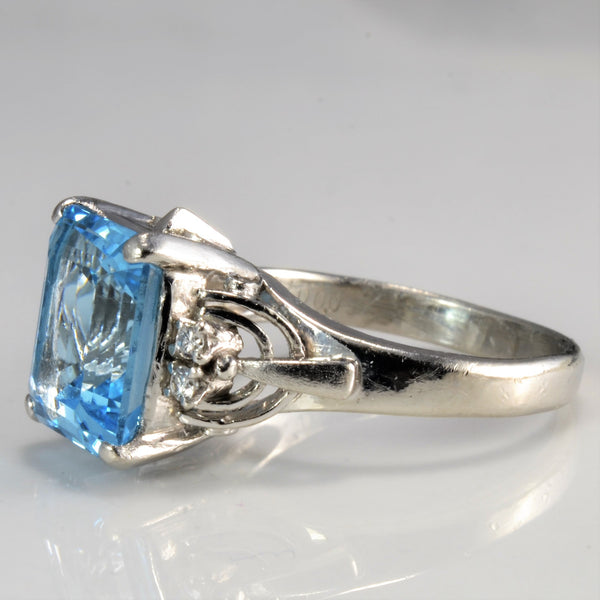 Platinum Blue Topaz Engagement Ring  | 0.06ctw, 4.01ct | SZ 5.5 |