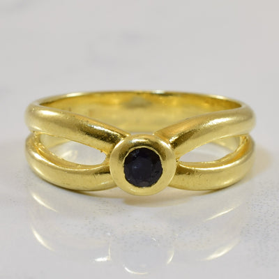 Bezel Set Blue Sapphire Split Shank Ring | 0.22ct | SZ 6.75 |