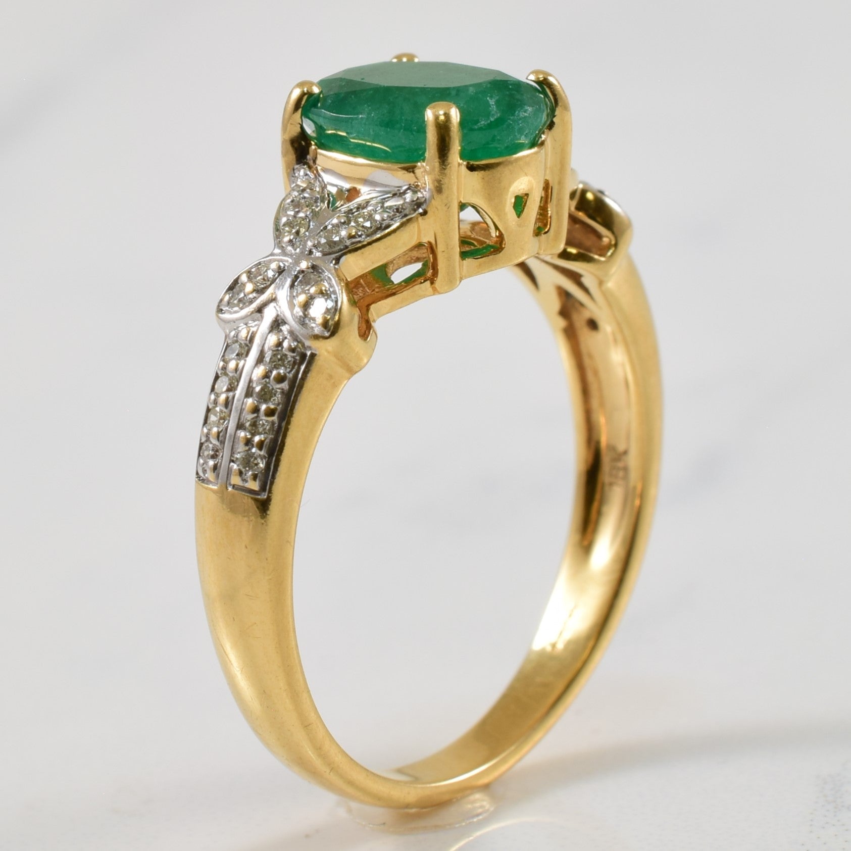 Oval Emerald & Diamond Engagement Ring | 2.20ct, 0.18ctw | SZ 8.25 |