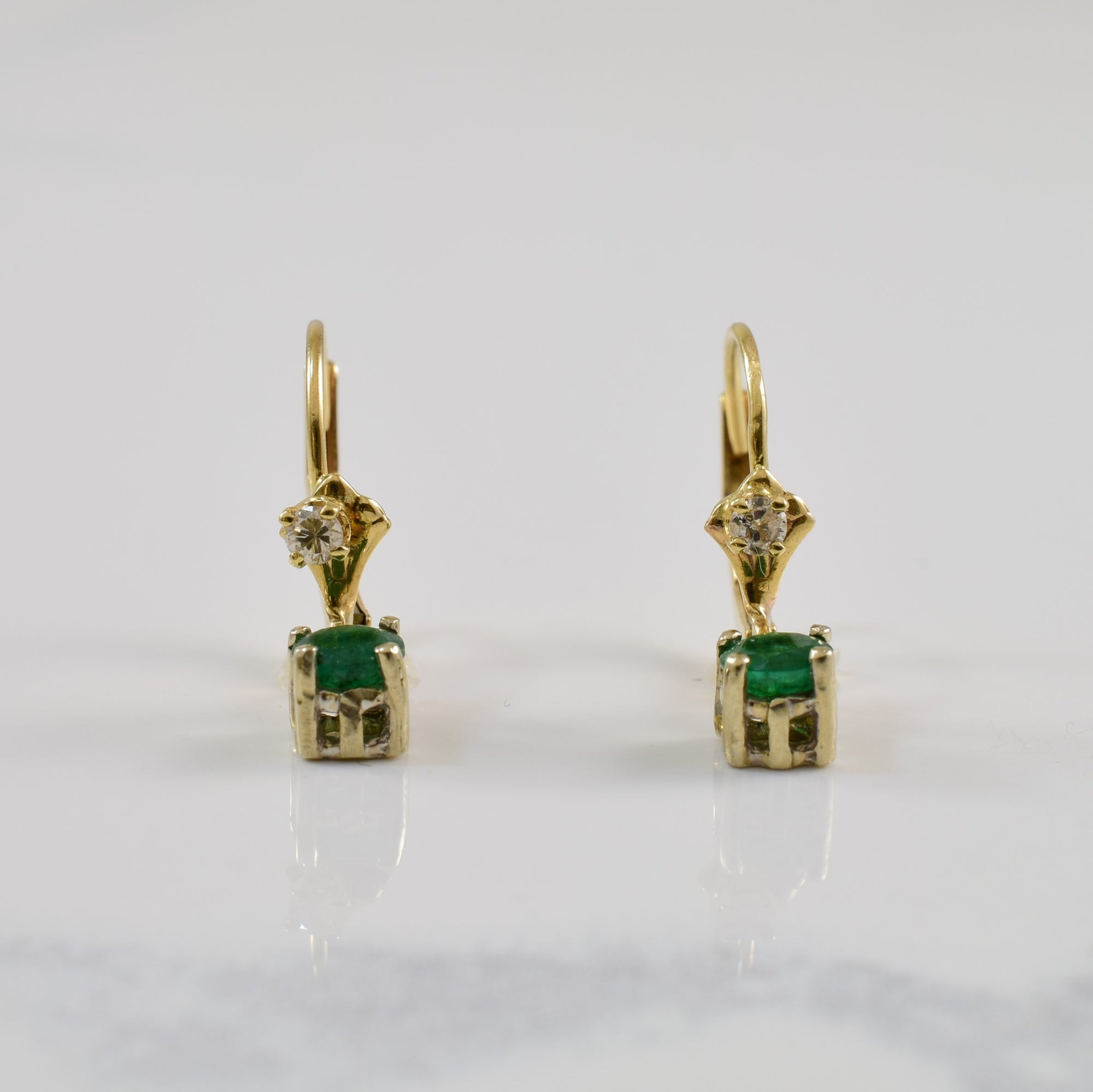 Emerald & Diamond Drop Earrings | 0.44ctw, 0.06ctw |